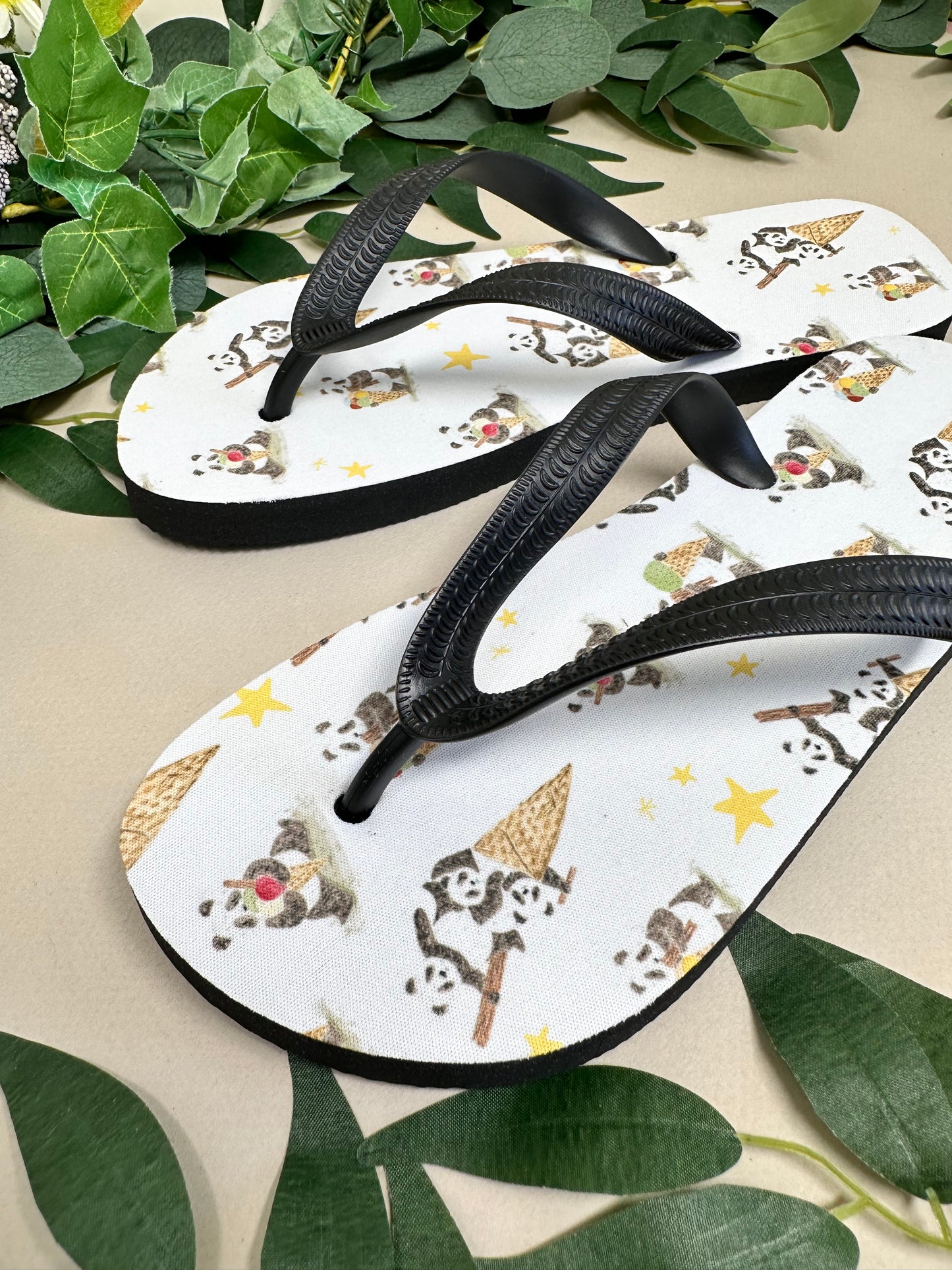 Ice Cream Panda Flipflops - Adult