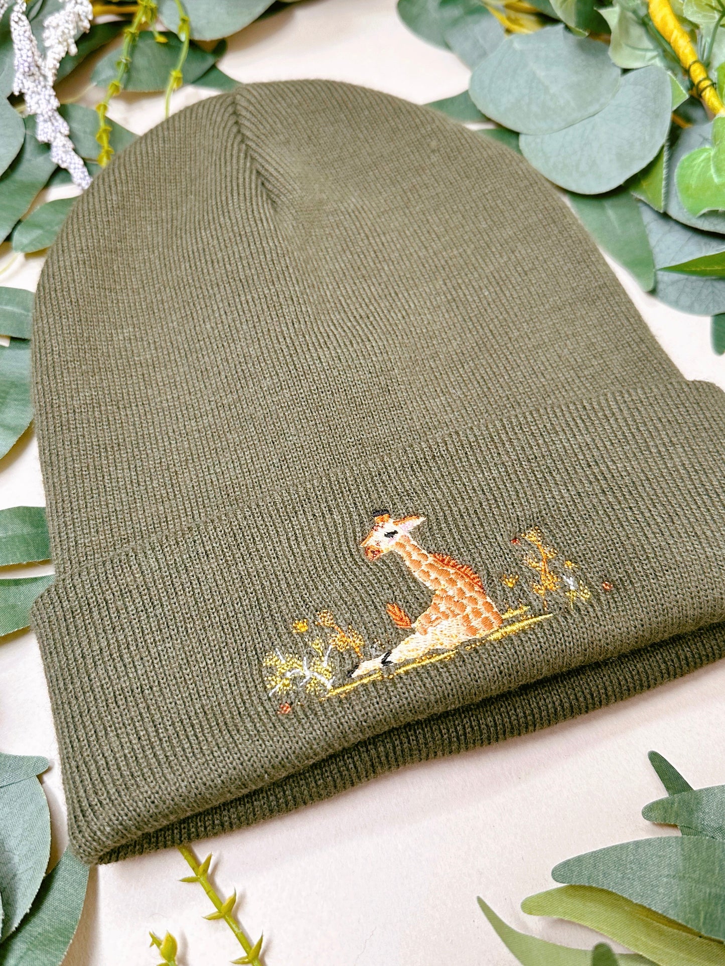 Giraffe Embroidered Beanie