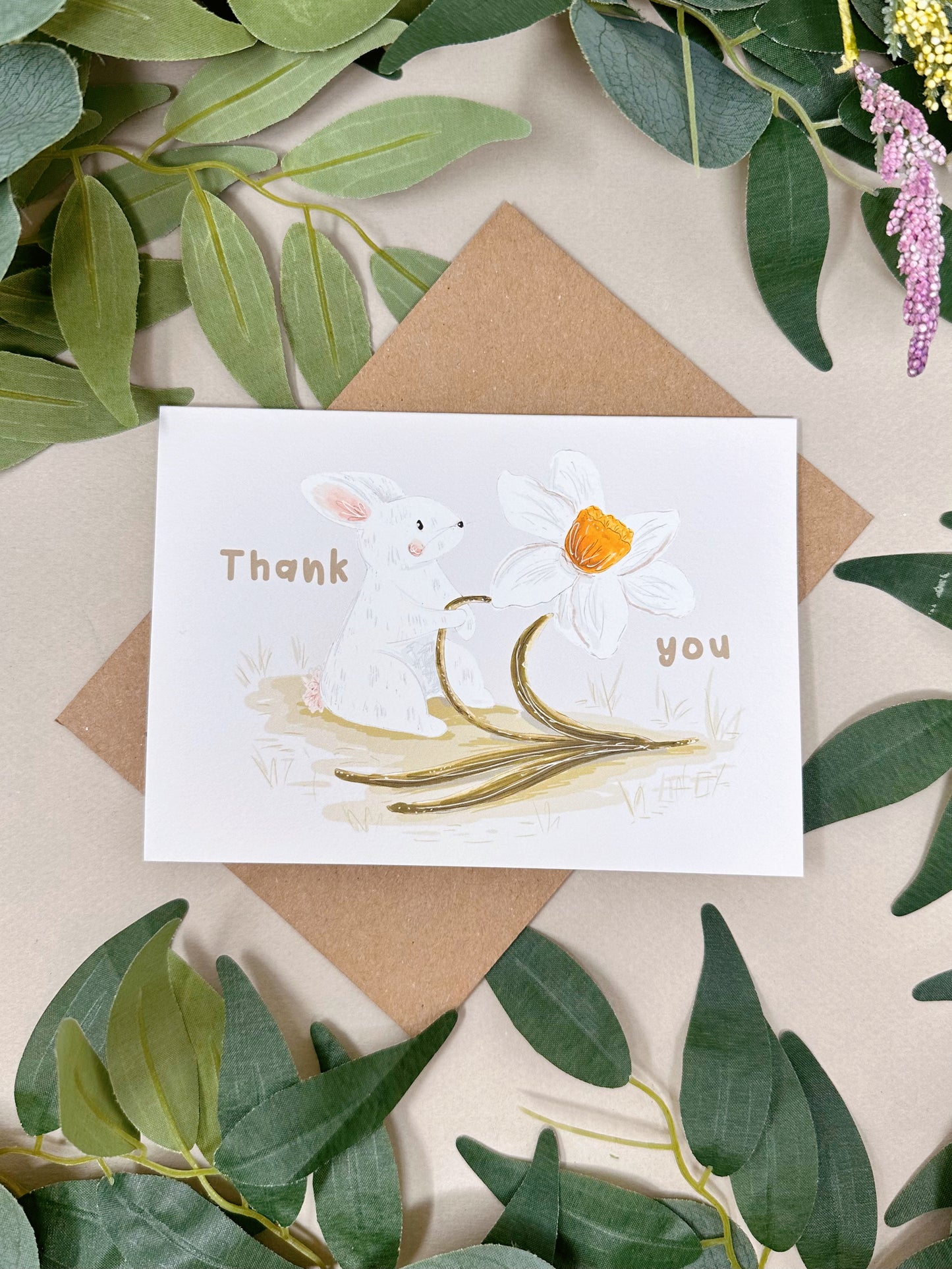 Bunny Daffodil Thank You Card