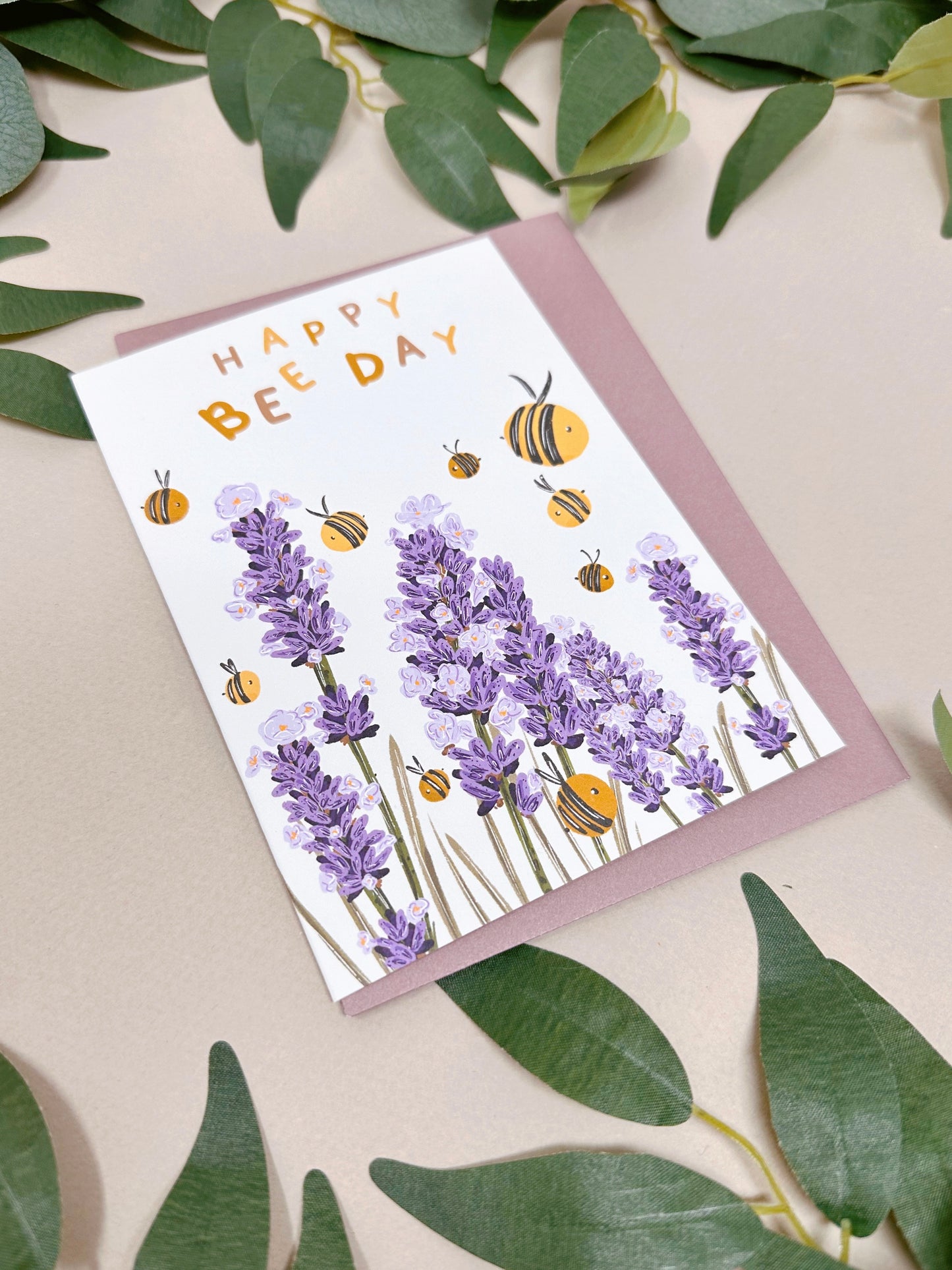 Lavender Bee Birthday Card