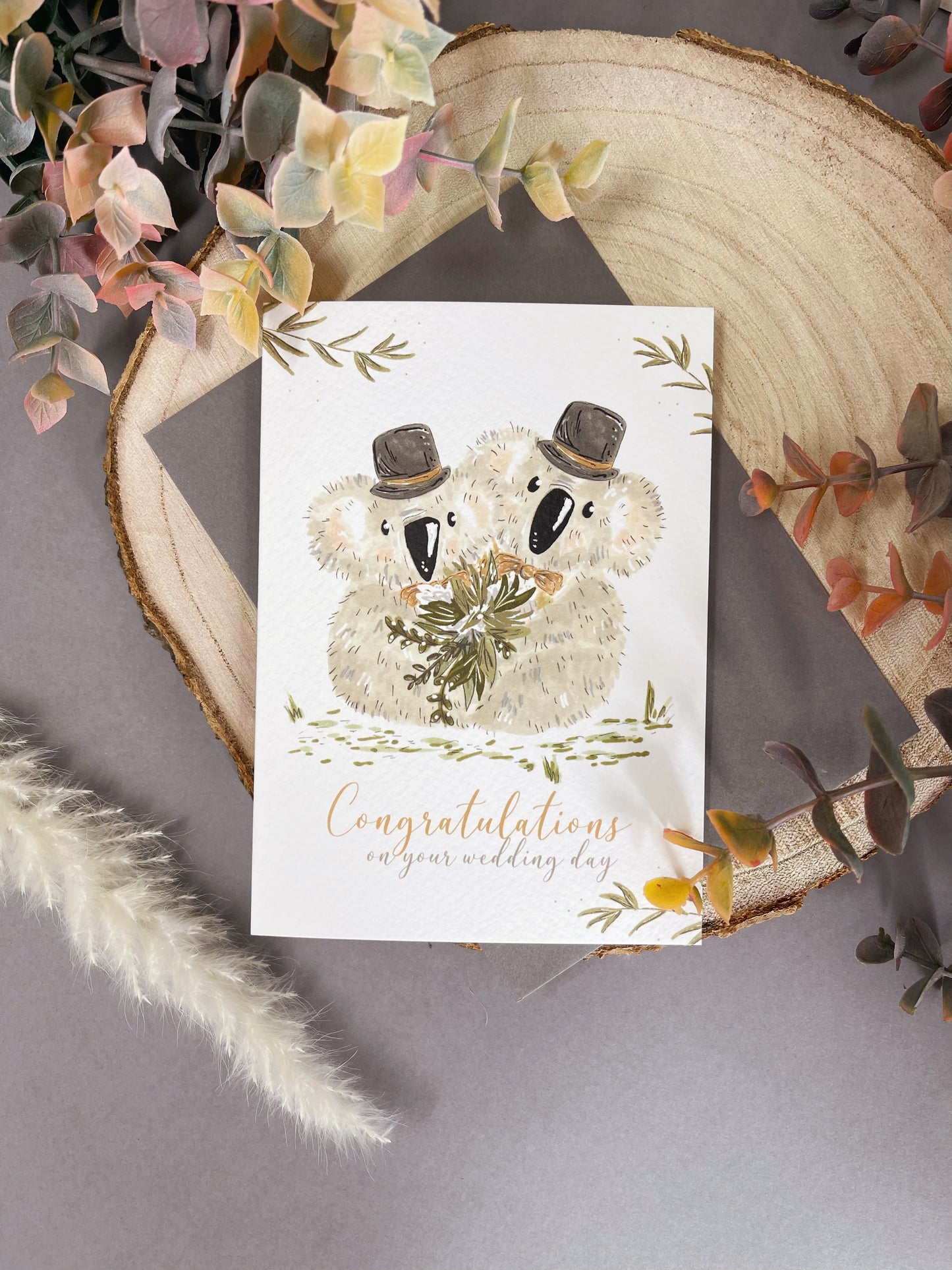 Botanical Koala Wedding Card - Mr & Mr