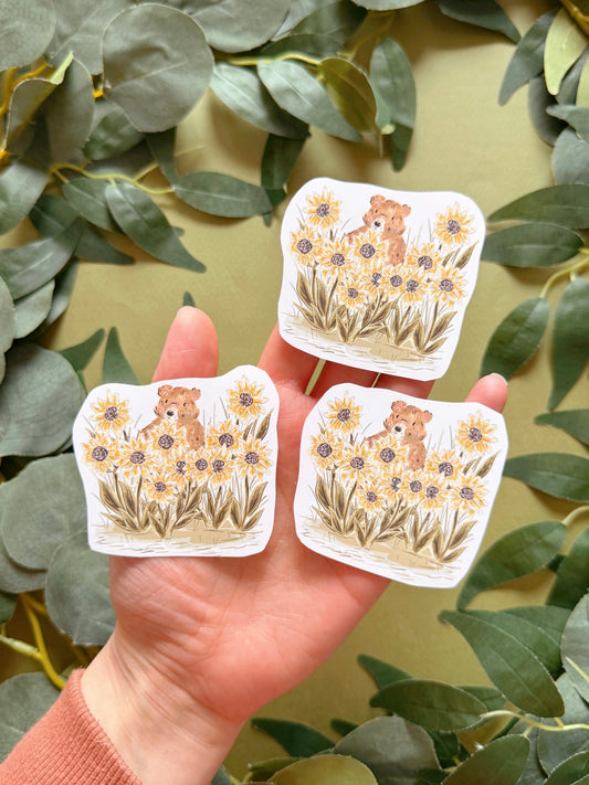 Sunflower bear sticker