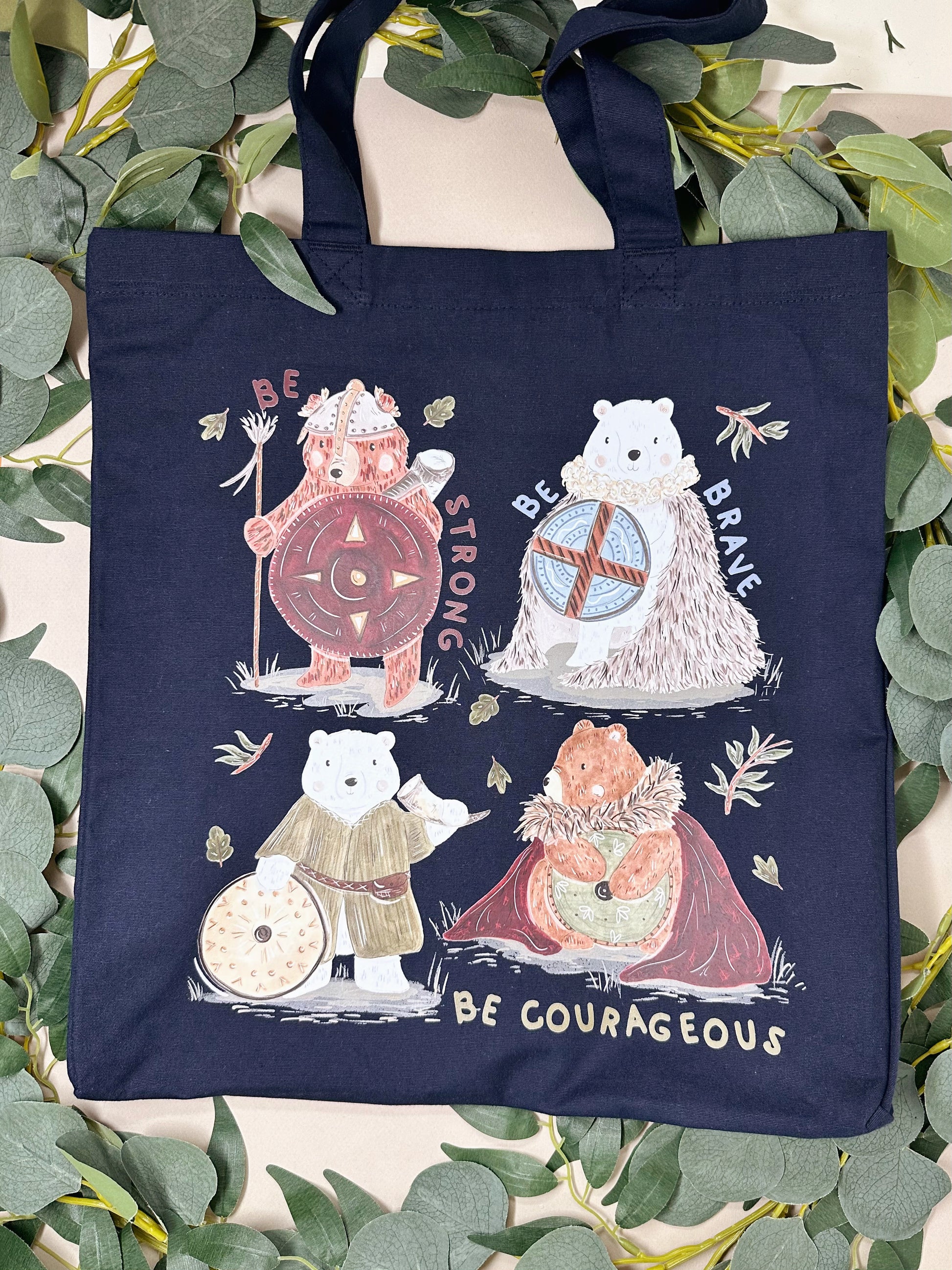 Viking bear large tote bag