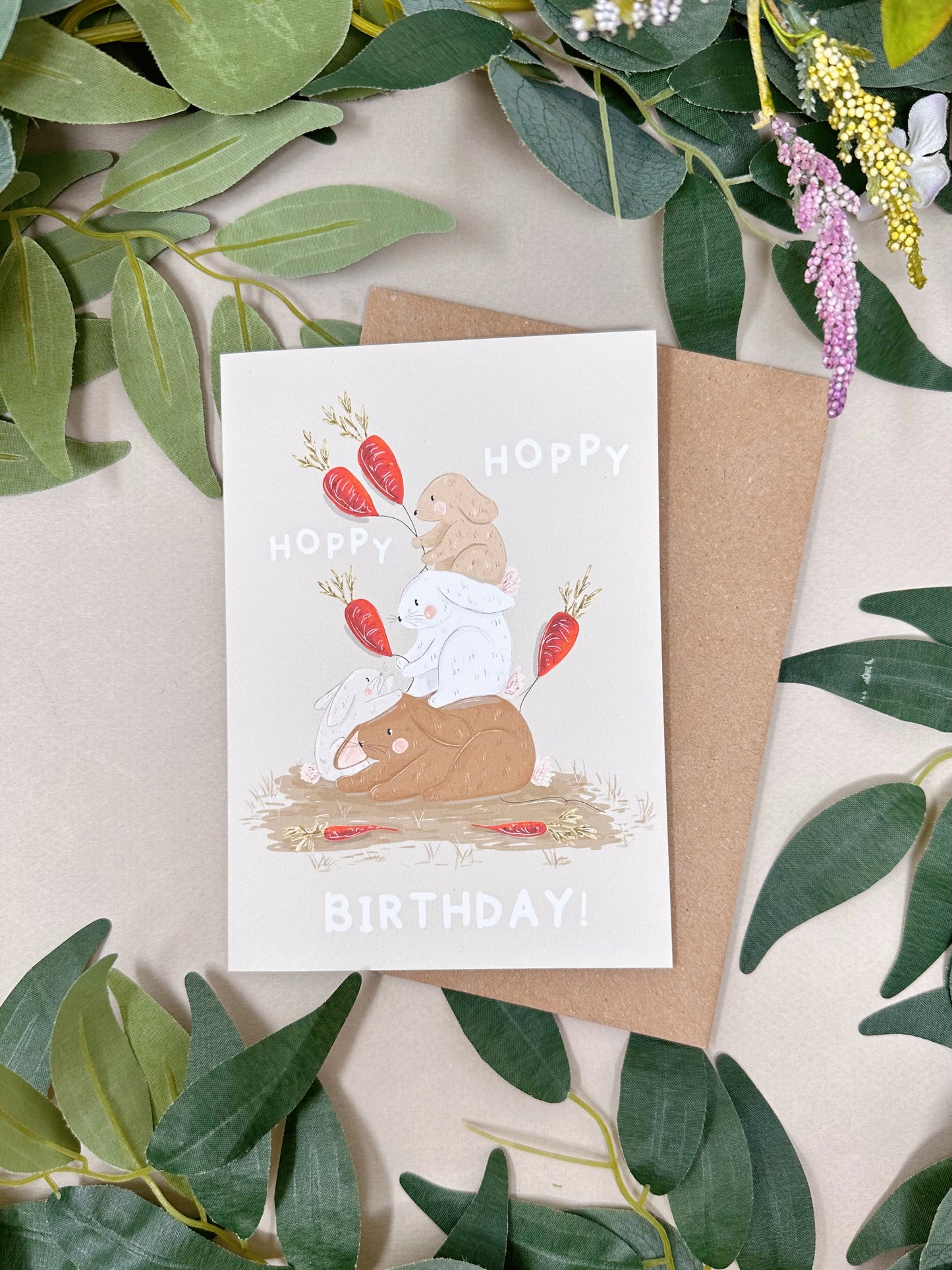 Bunny Carrot Birthday Card