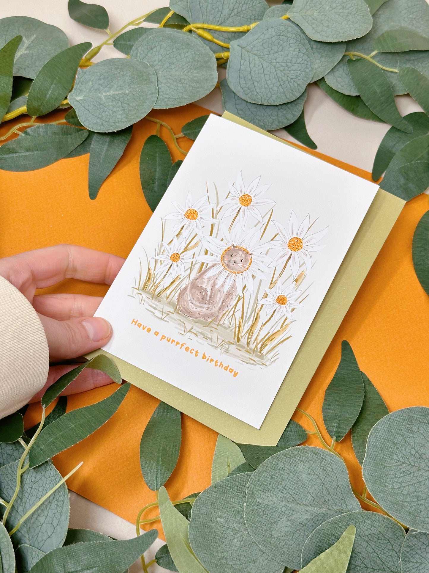 Daisy Cat Birthday Card