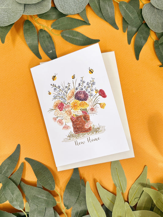 Floral bee new home card