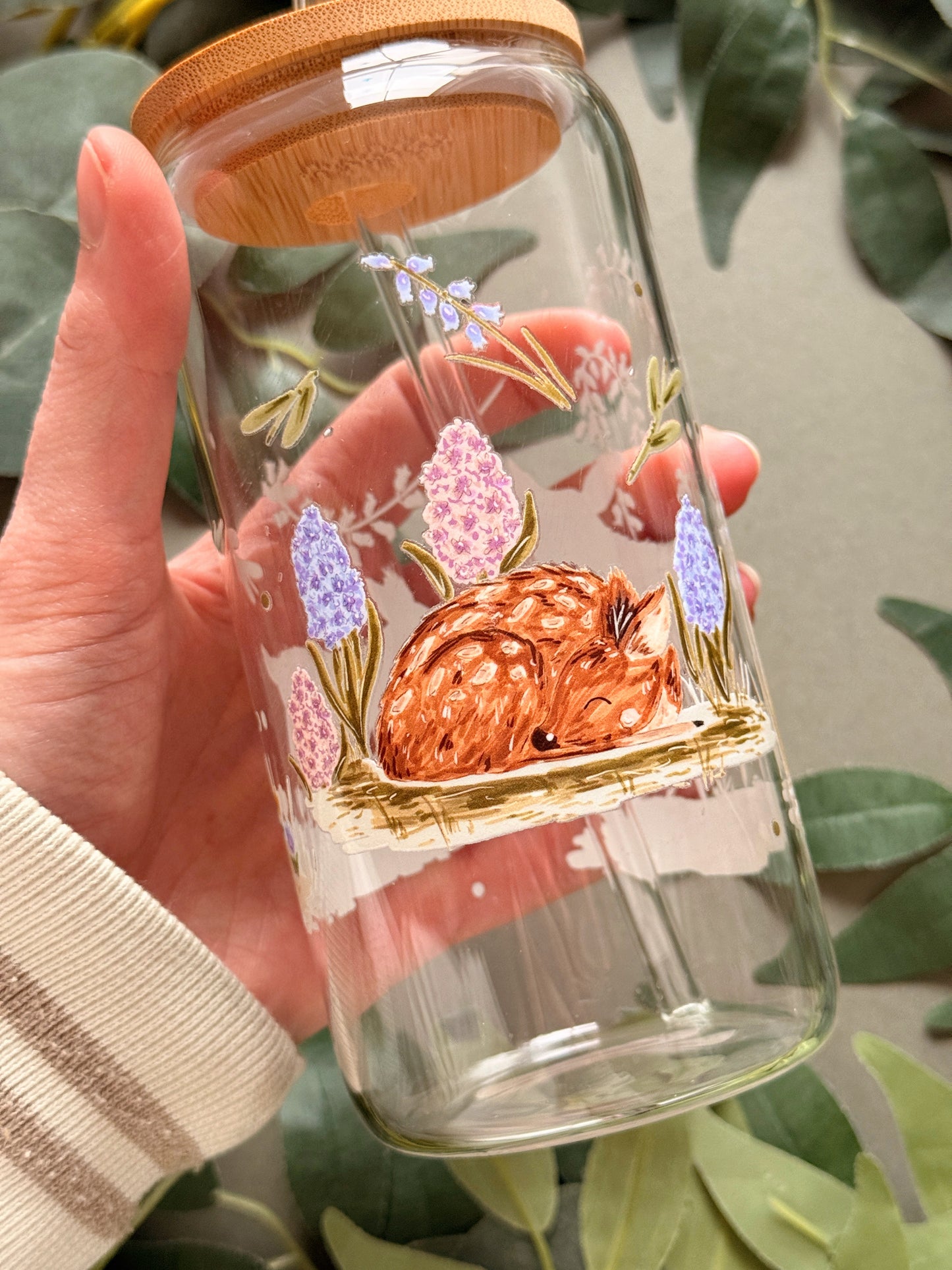 Spring Deer Glass Tumbler