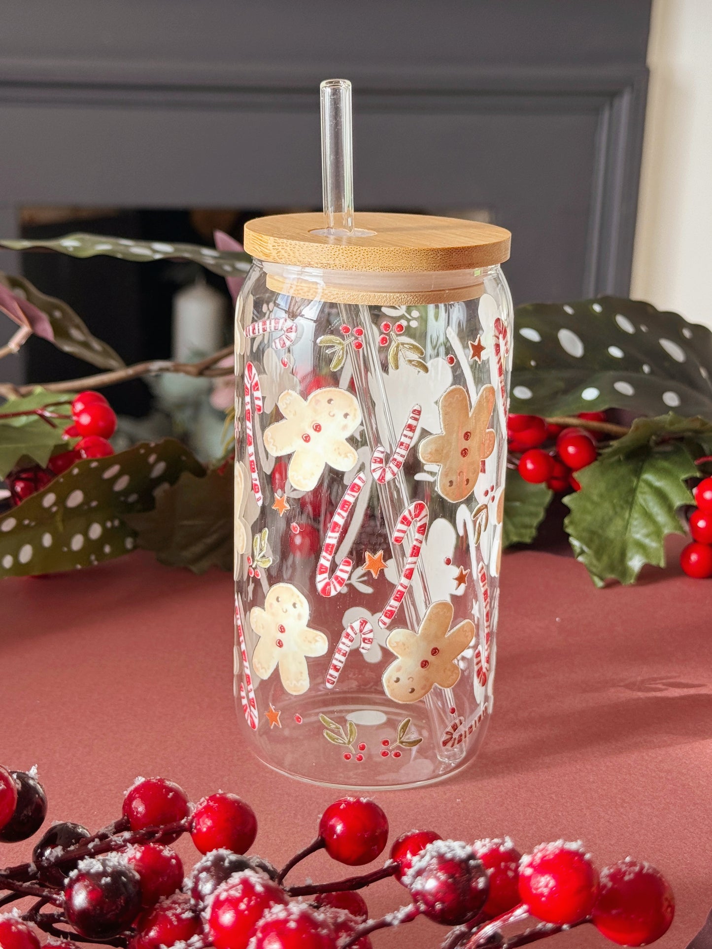 Gingerbread Glass Tumbler