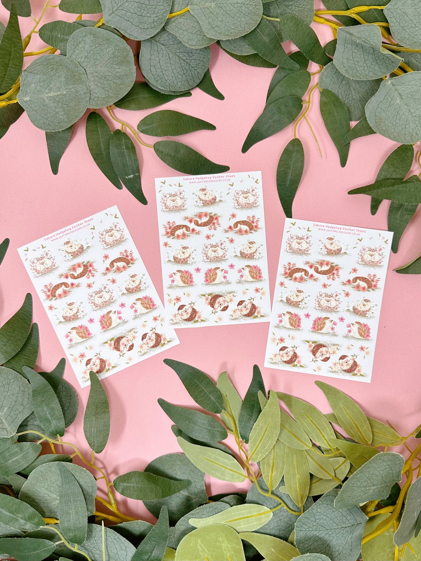Sakura Hedgehog Sticker Sheet