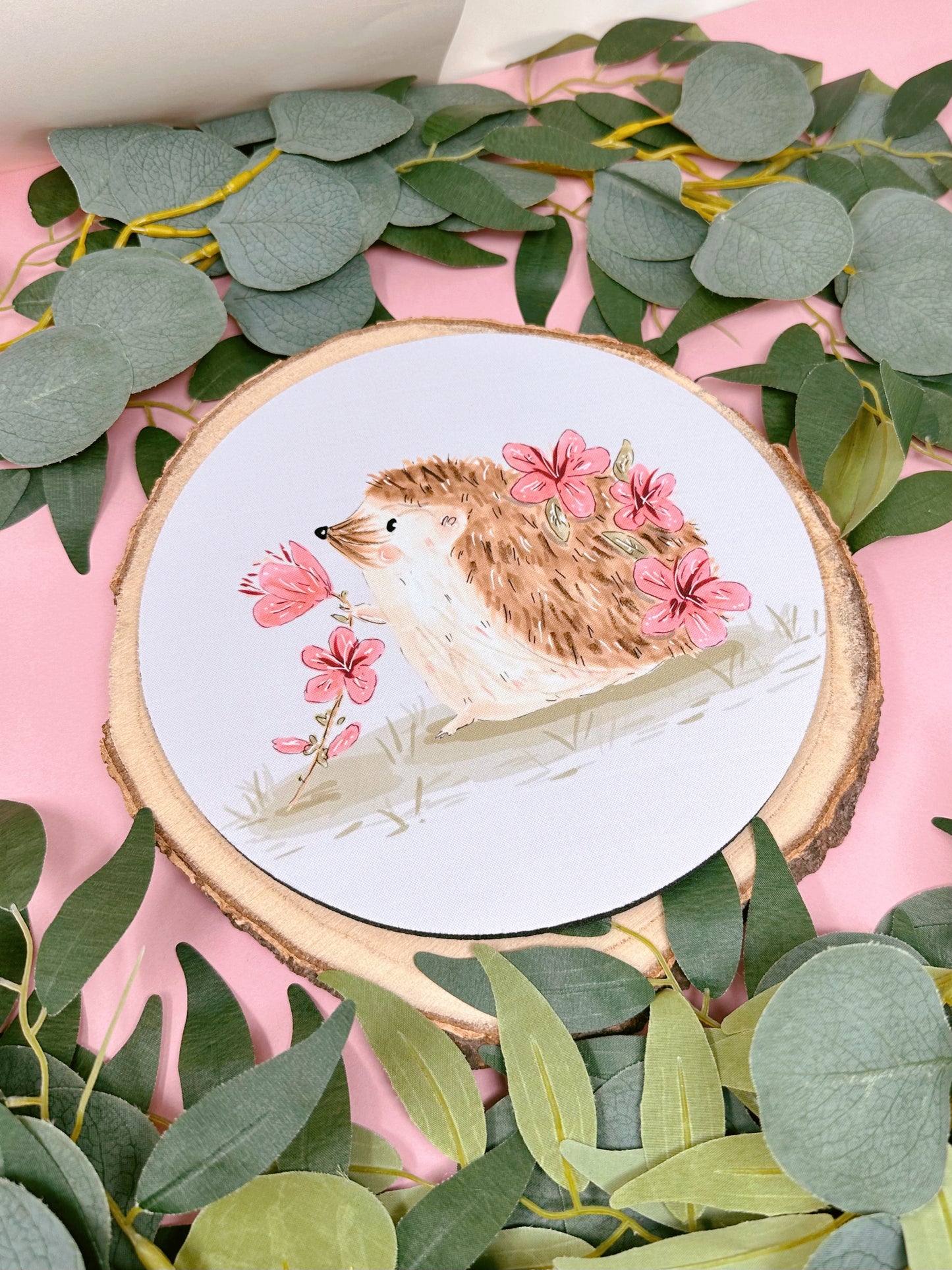 Pink Sakura Hedgehog Mousemat