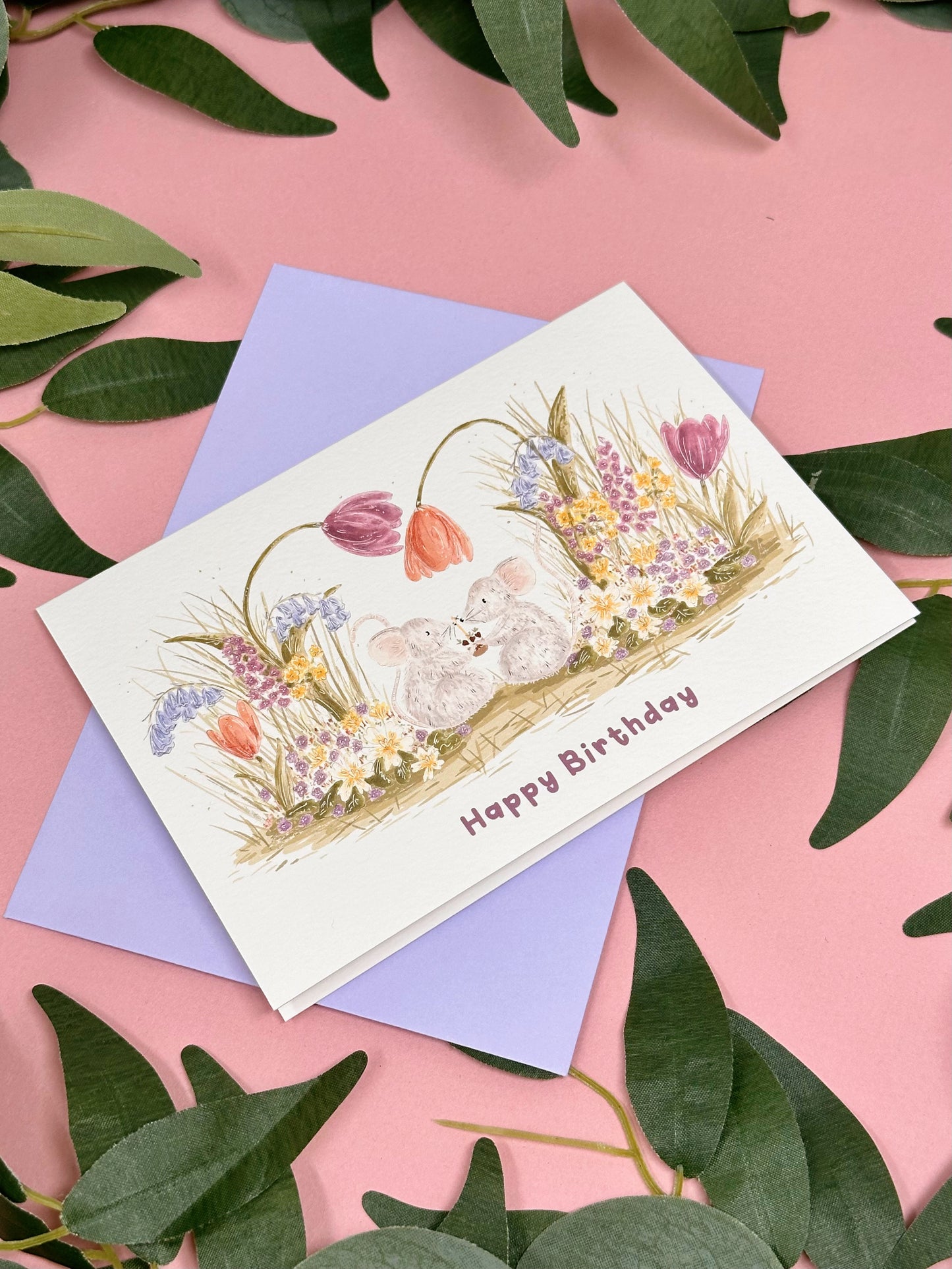 Tulip Mouse Birthday Card