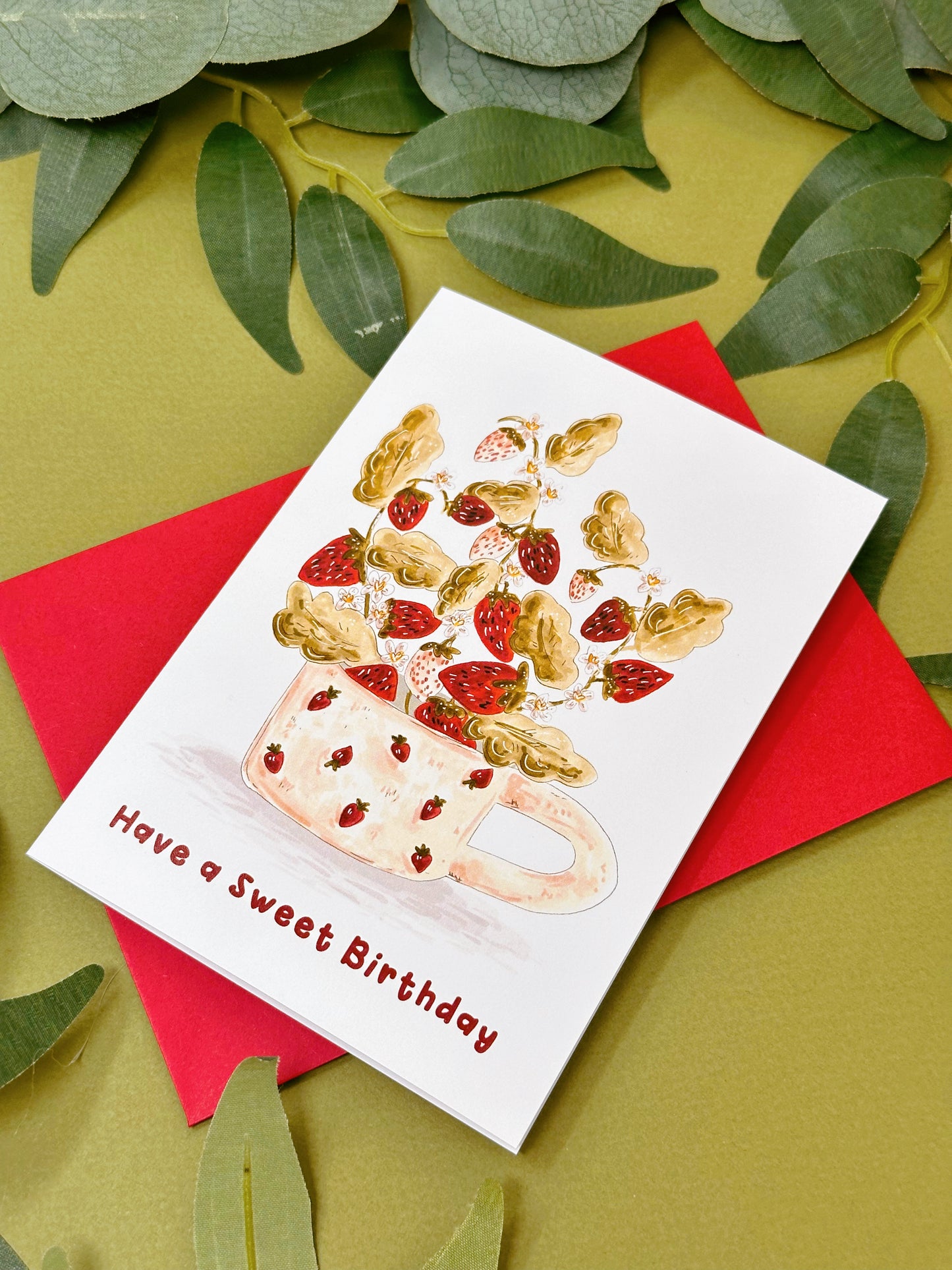 Strawberry Cup Birthday Card