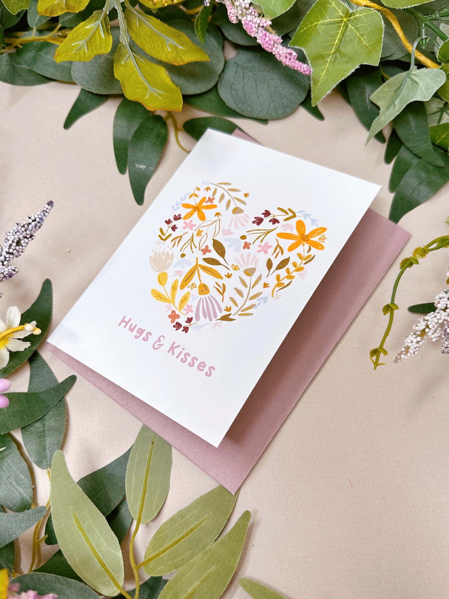 Floral Heart Hugs & Kisses Card