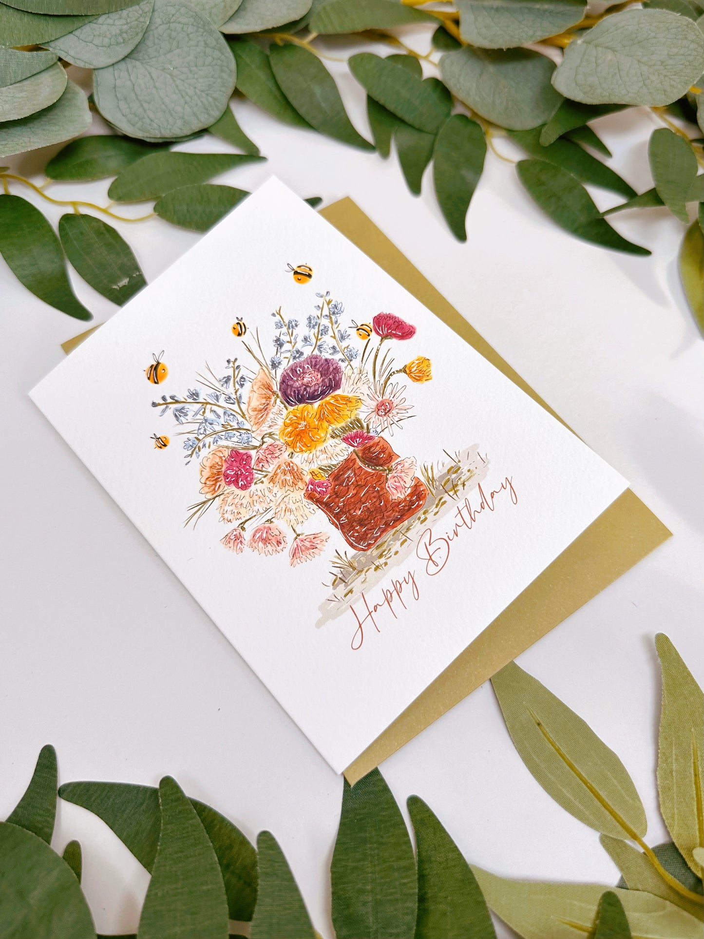 Floral Bee Birthday Card