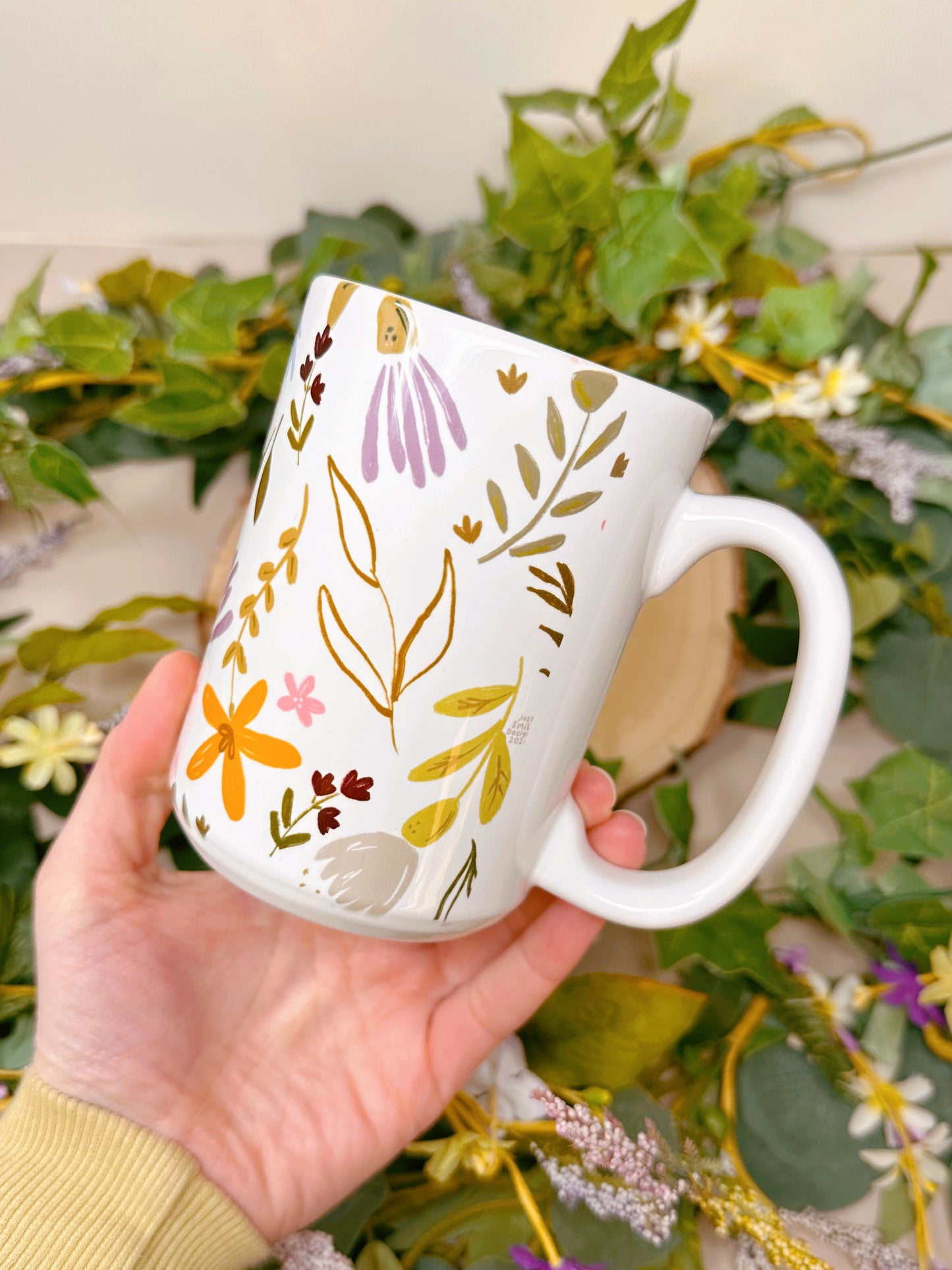 Fresh Flowers Tall Ceramic Mug