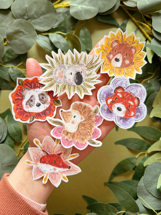 Flower animal sticker