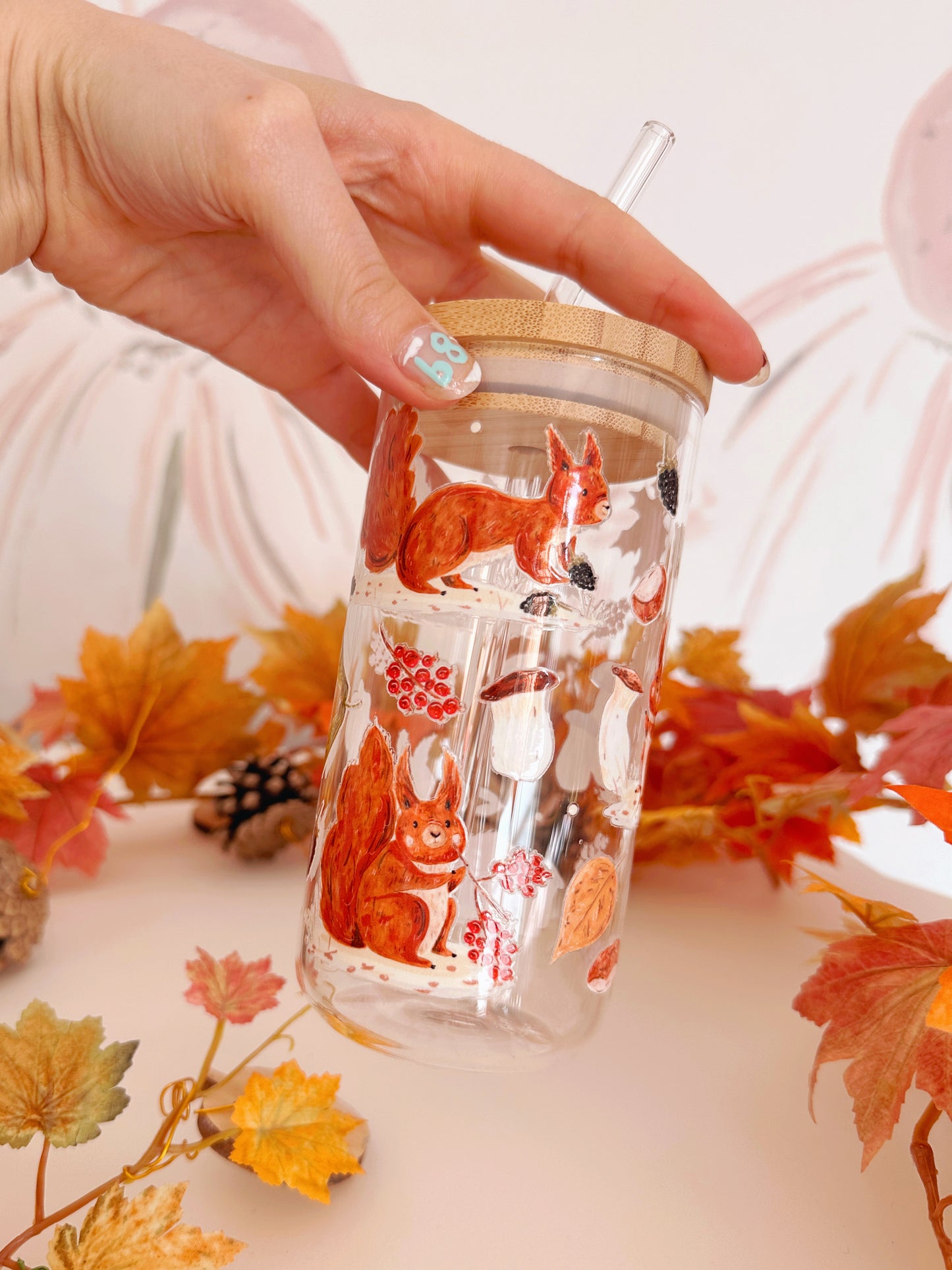 Red Squirrel Glass Tumbler