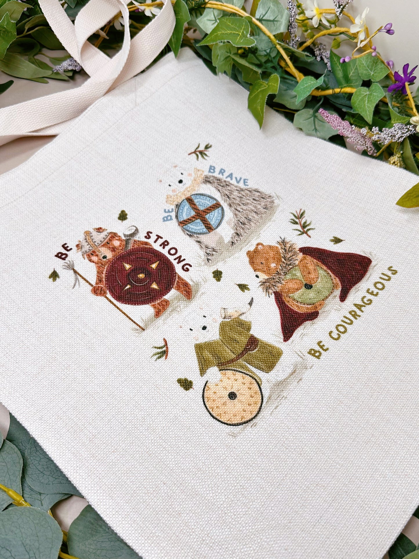 Viking Bear Linen Tote Bag