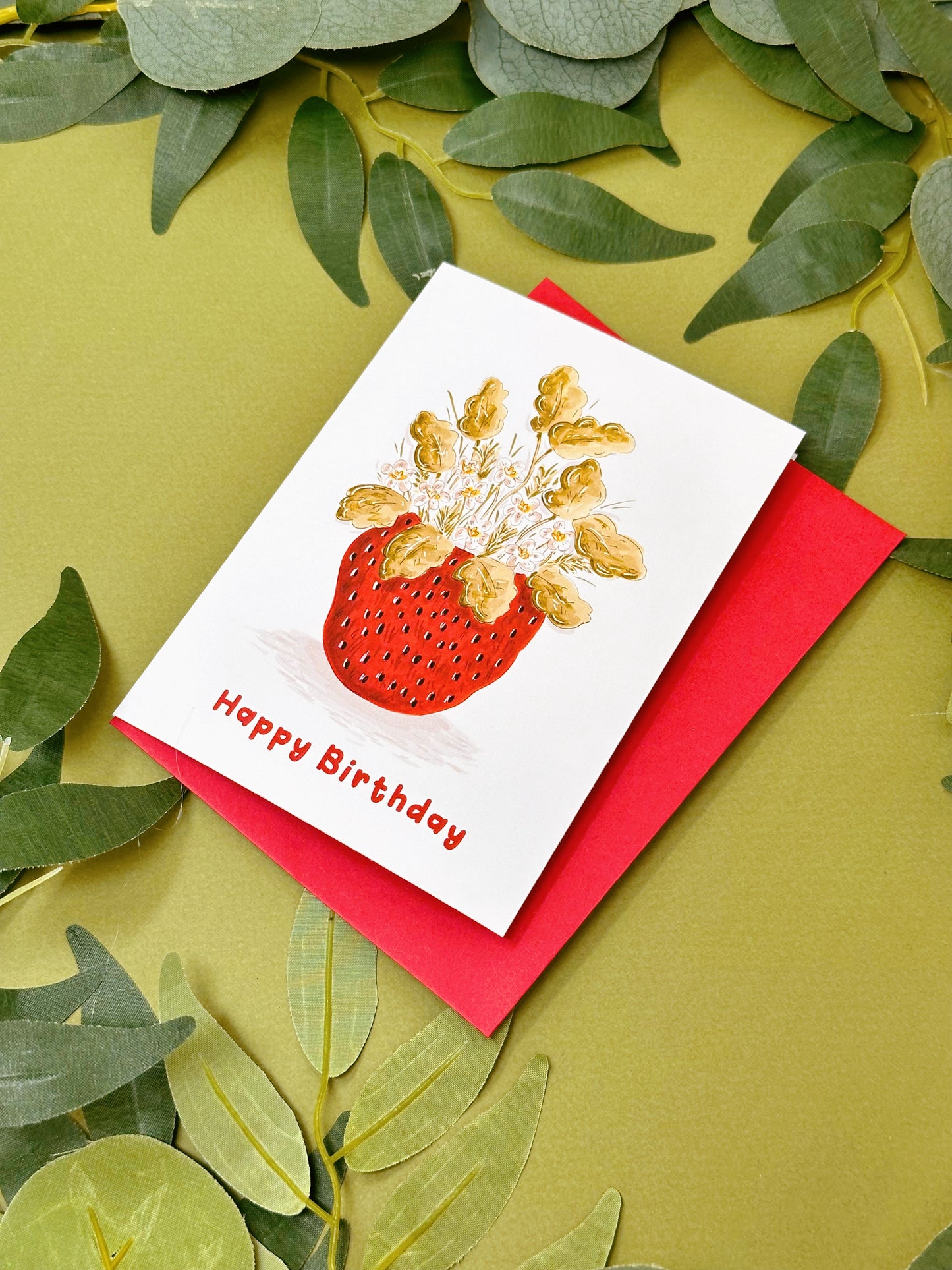 Strawberry Vase Birthday Card