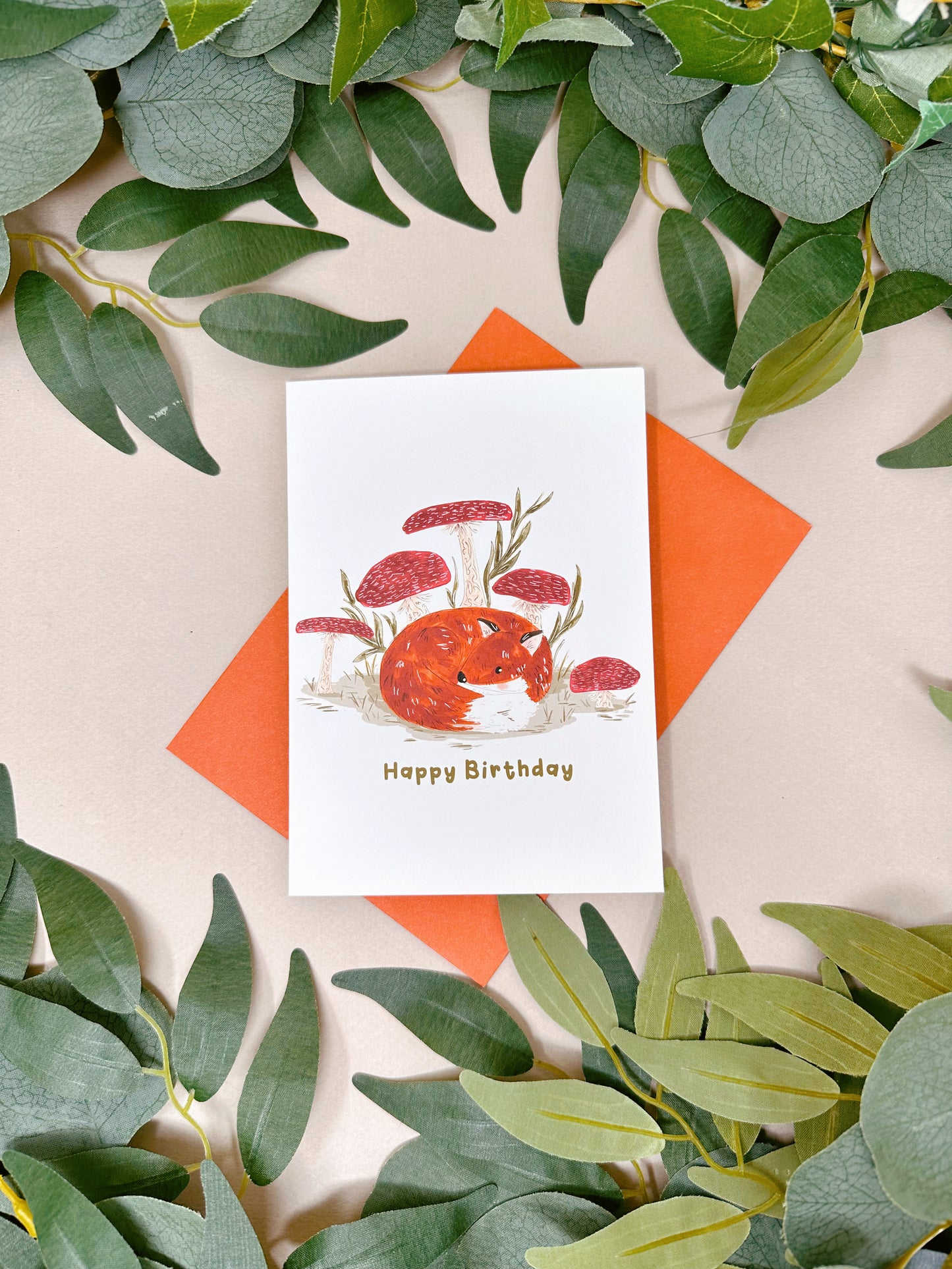 Mushroom Fox Birthday Card