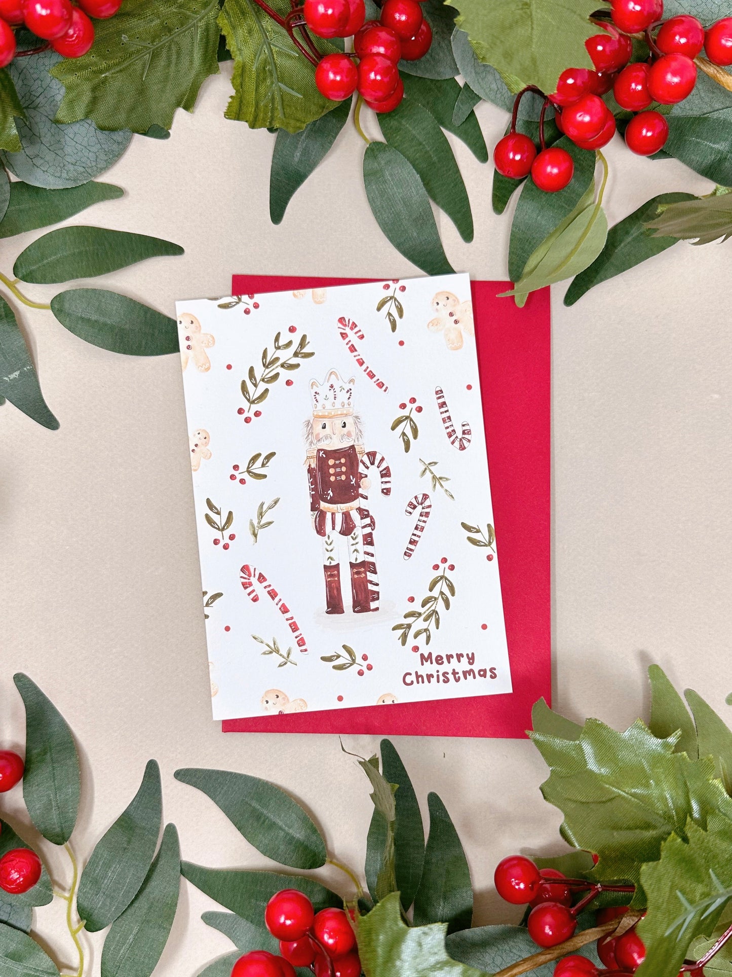 Candy Cane Nutcracker Christmas Card