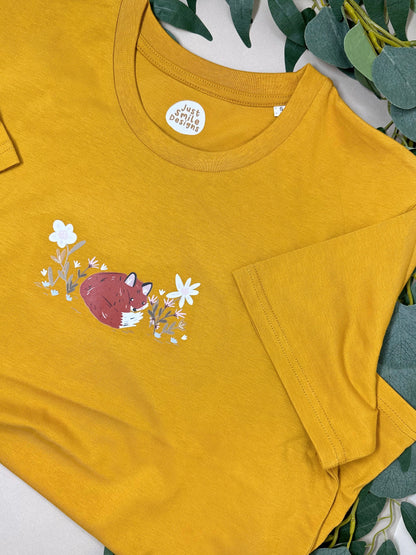 Floral Fox Graphic T-Shirt - Organic Cotton