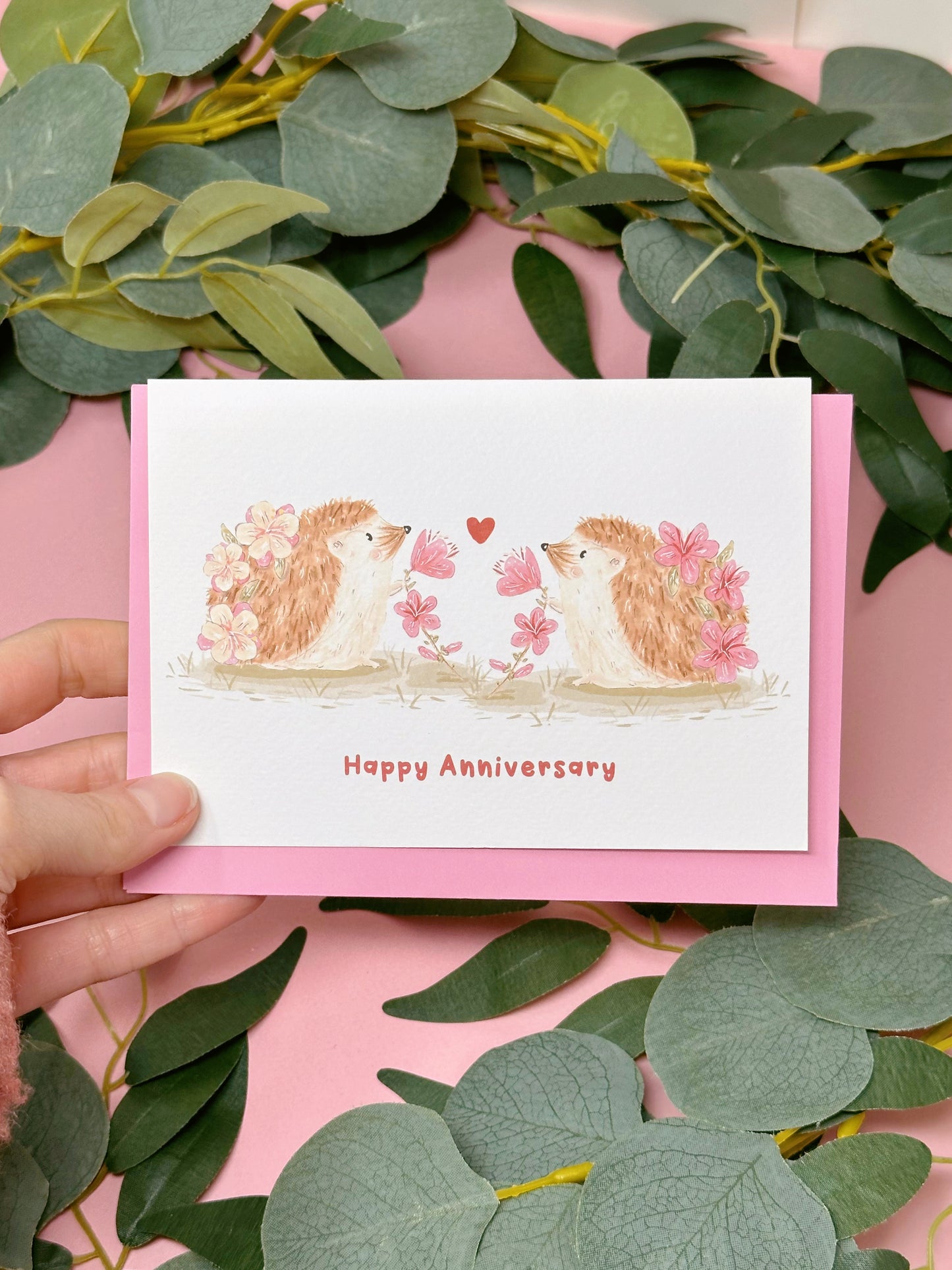 Sakura Hedgehog Anniversary Card