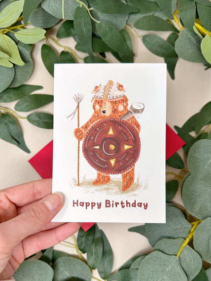Warrior Bear Birthday Card