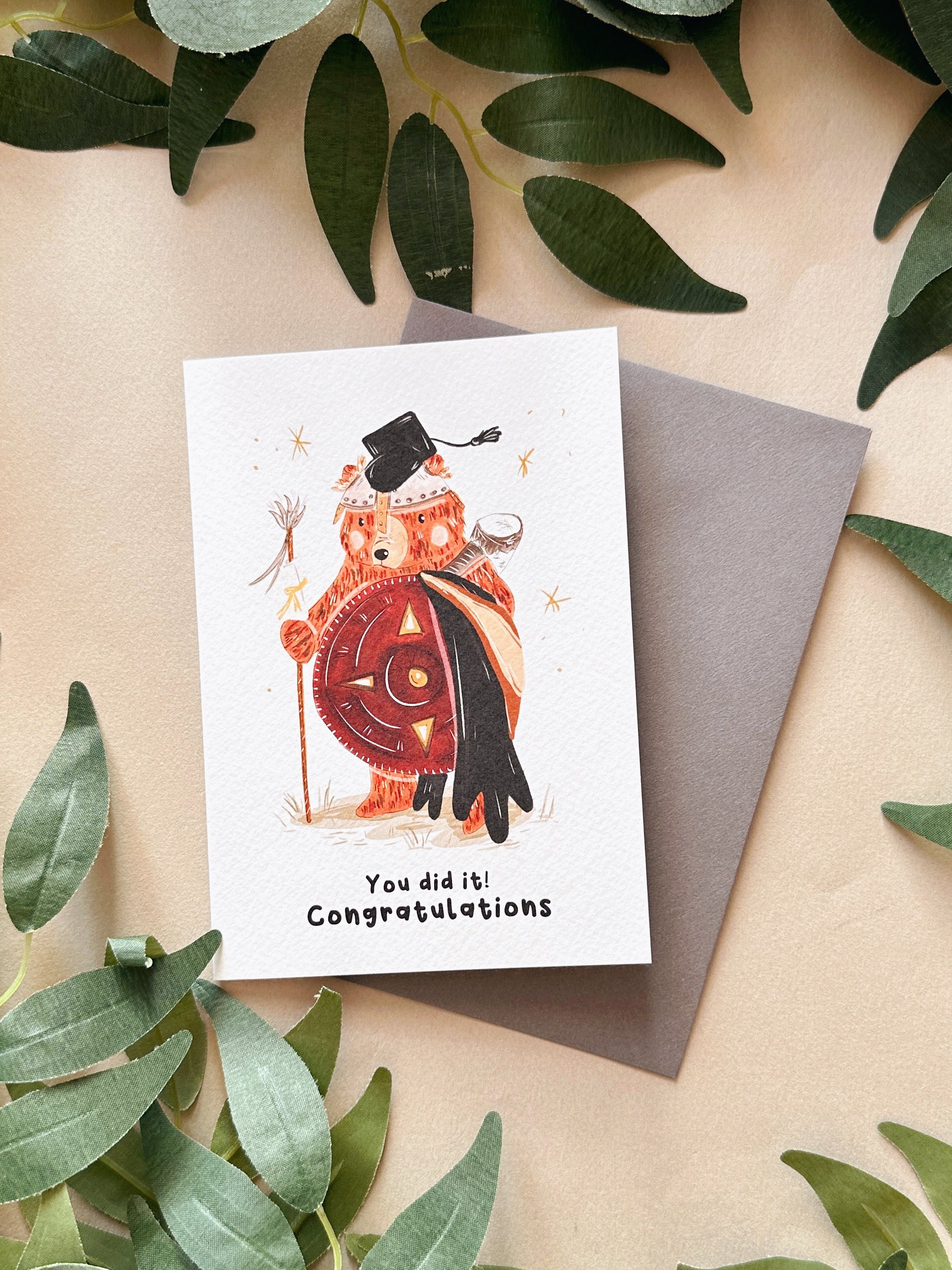 Viking bear graduation card