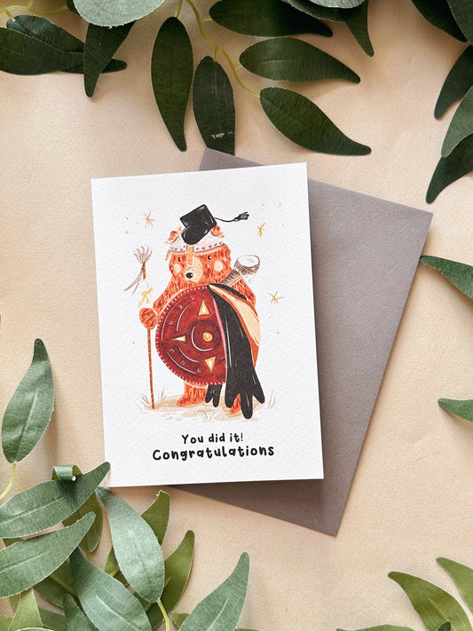 Viking bear graduation card