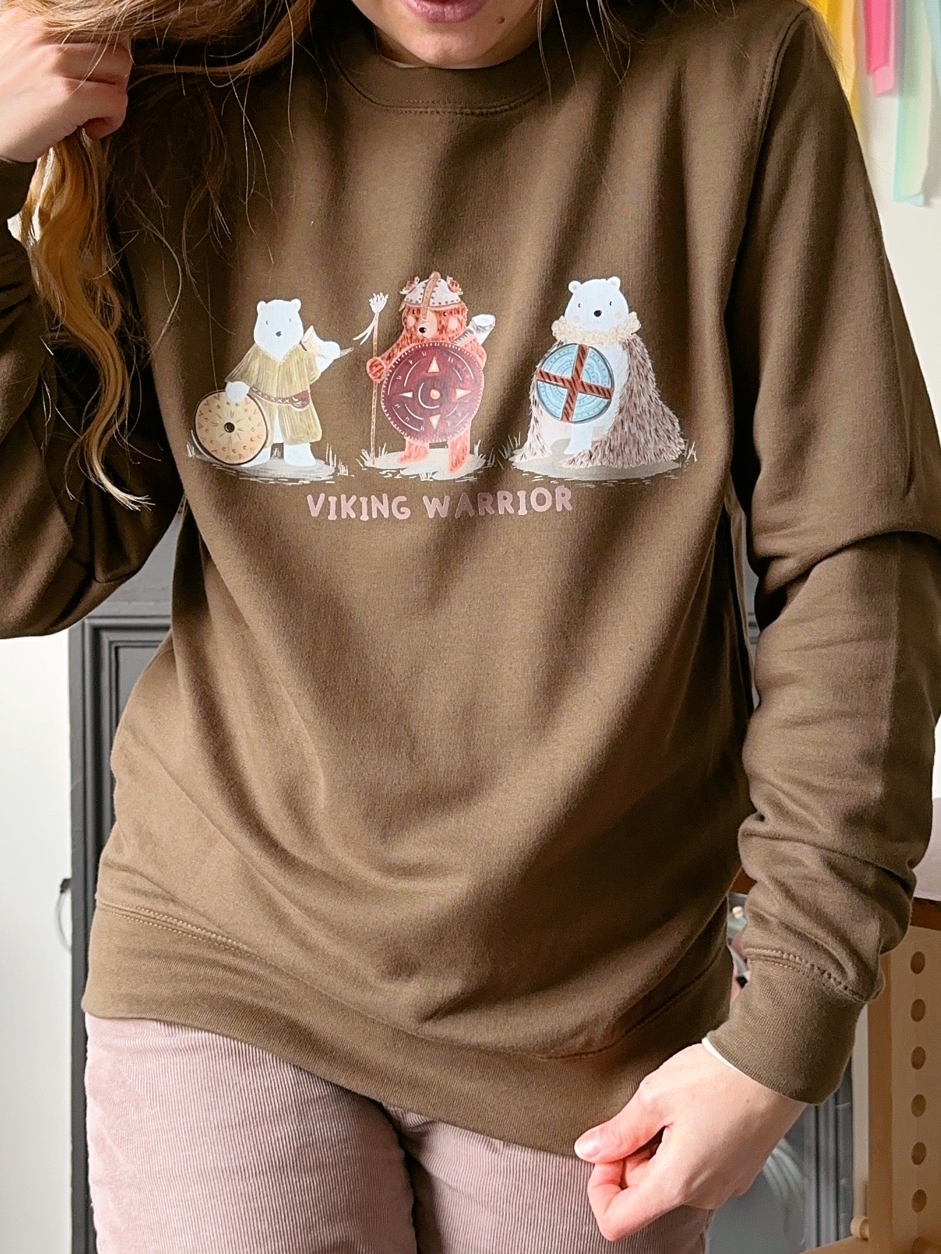 Warrior Viking Bear Graphic Sweatshirt - ADULT