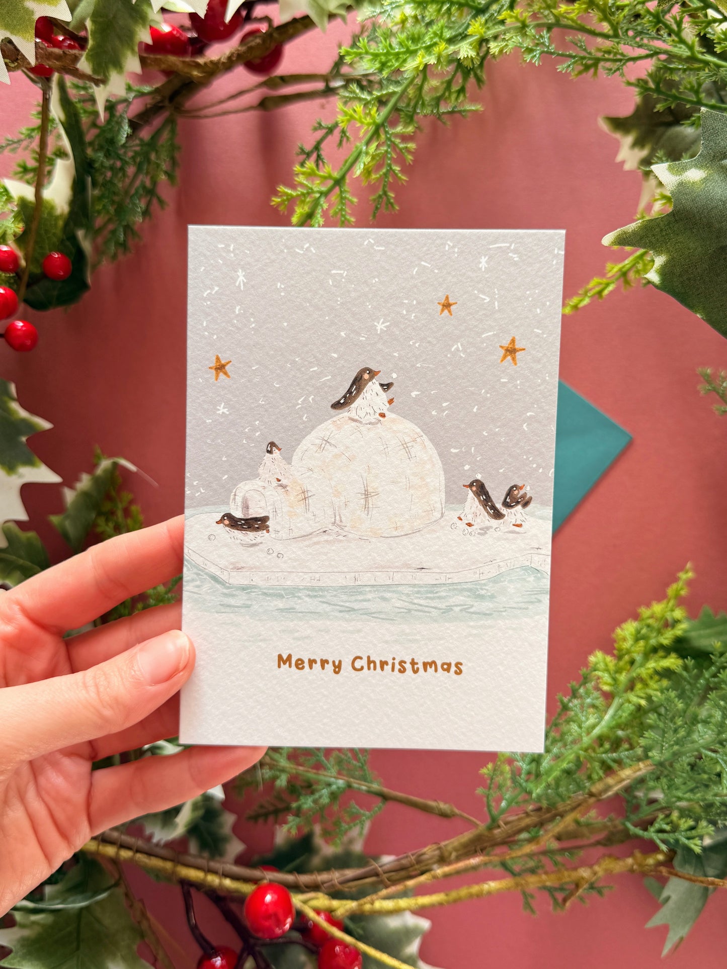 Penguin igloo Christmas Card