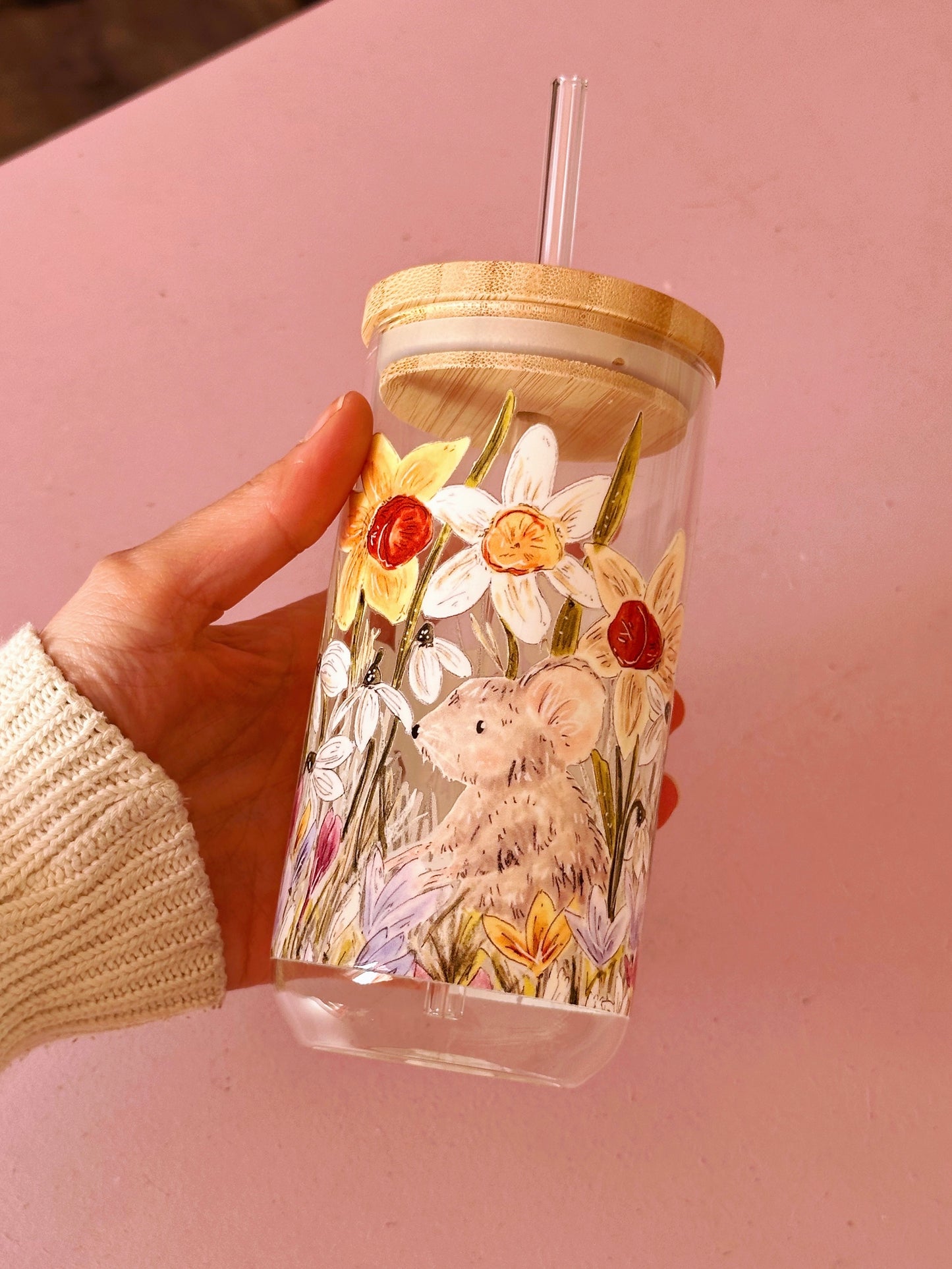Garden Mouse Glass Tumbler