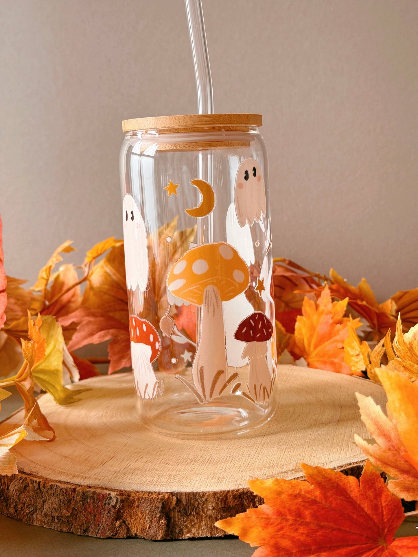 Mushroom Ghost Glass Tumbler