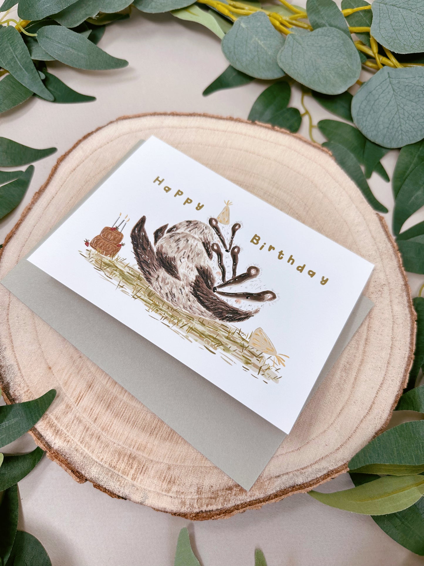 Badger Family Birthday Card