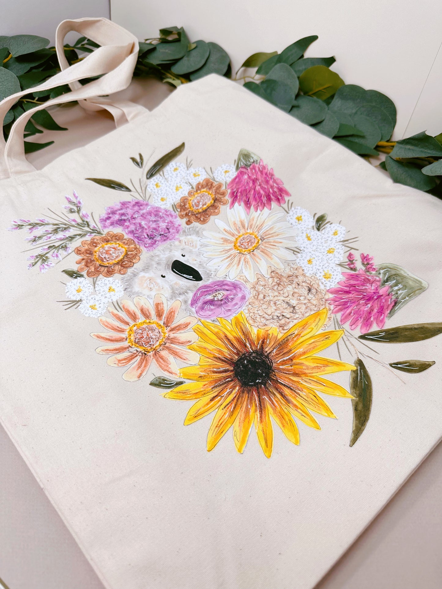 Floral Koala Giant Tote Bag