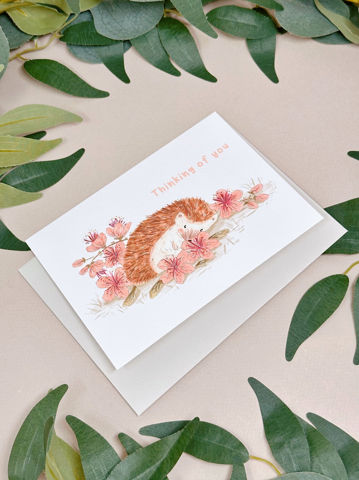 Sakura Hedgehog Thinking of you Card
