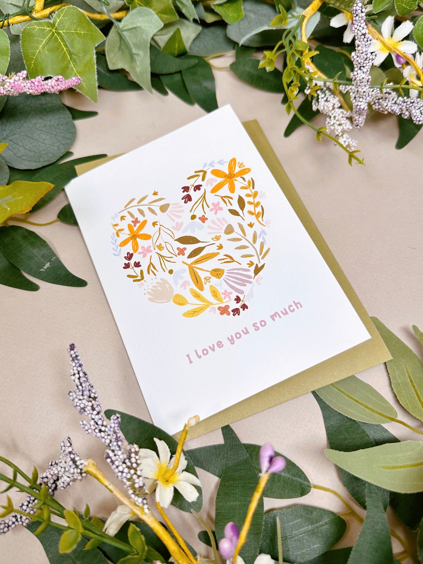 Floral Heart I Love You Card