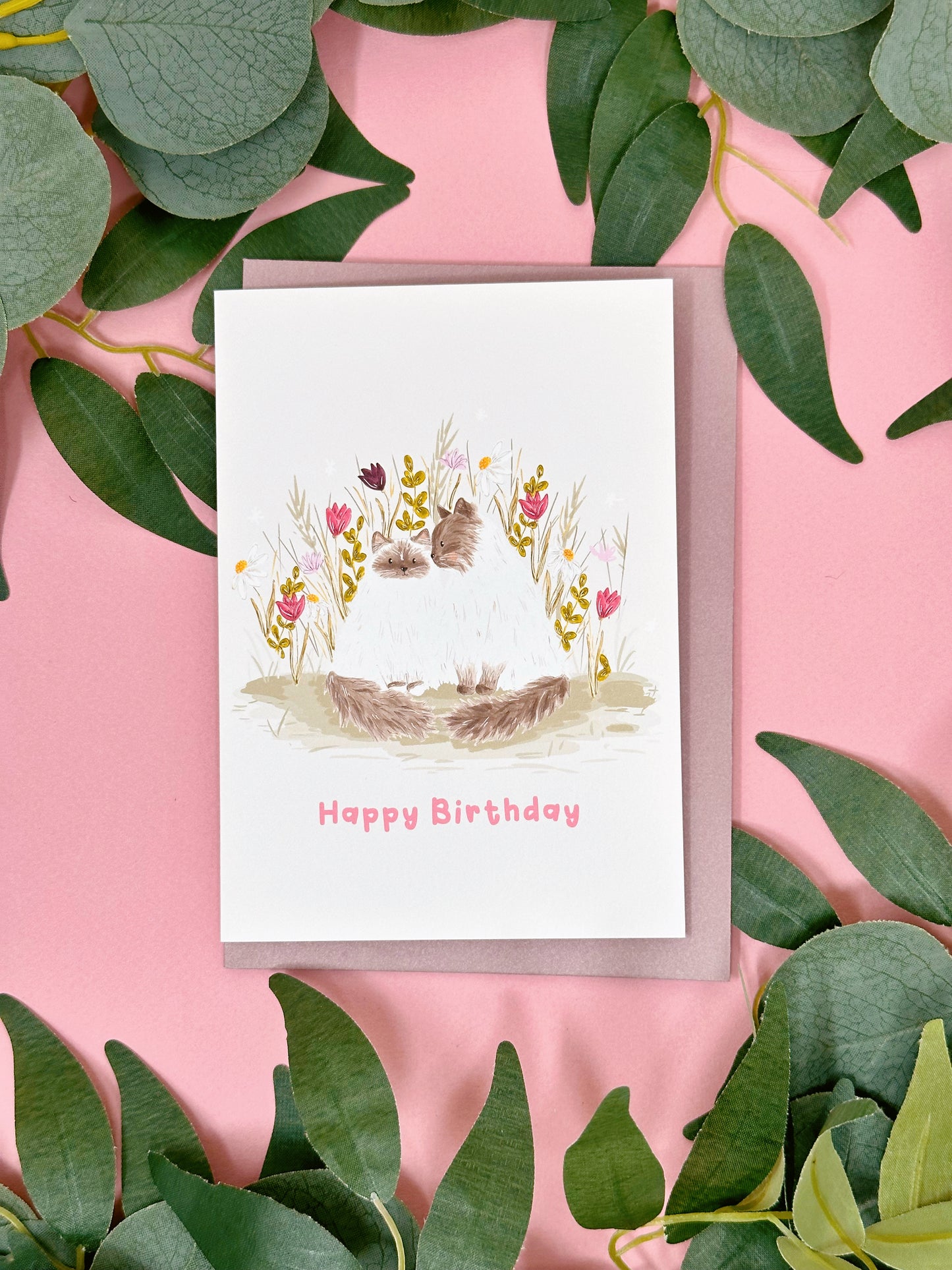 Floral Cat Birthday Card