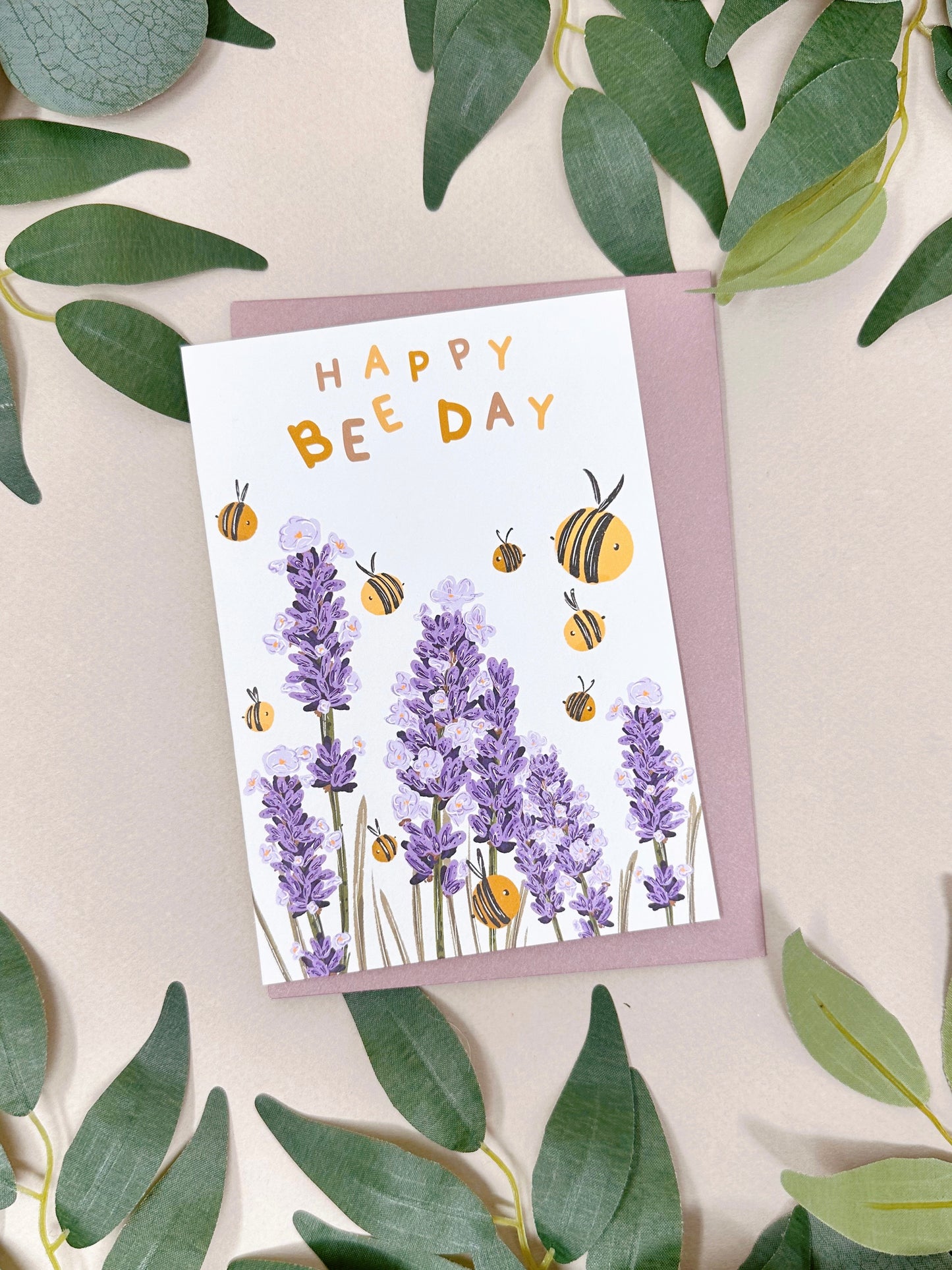 Lavender Bee Birthday Card