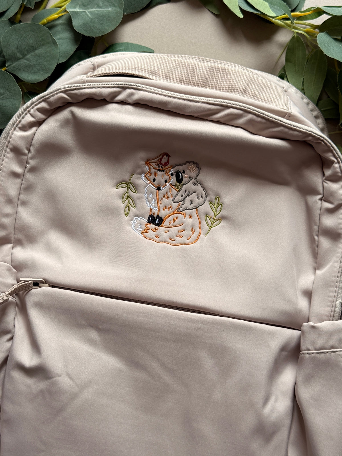 Fox Koala & Robin Embroidered Backpack