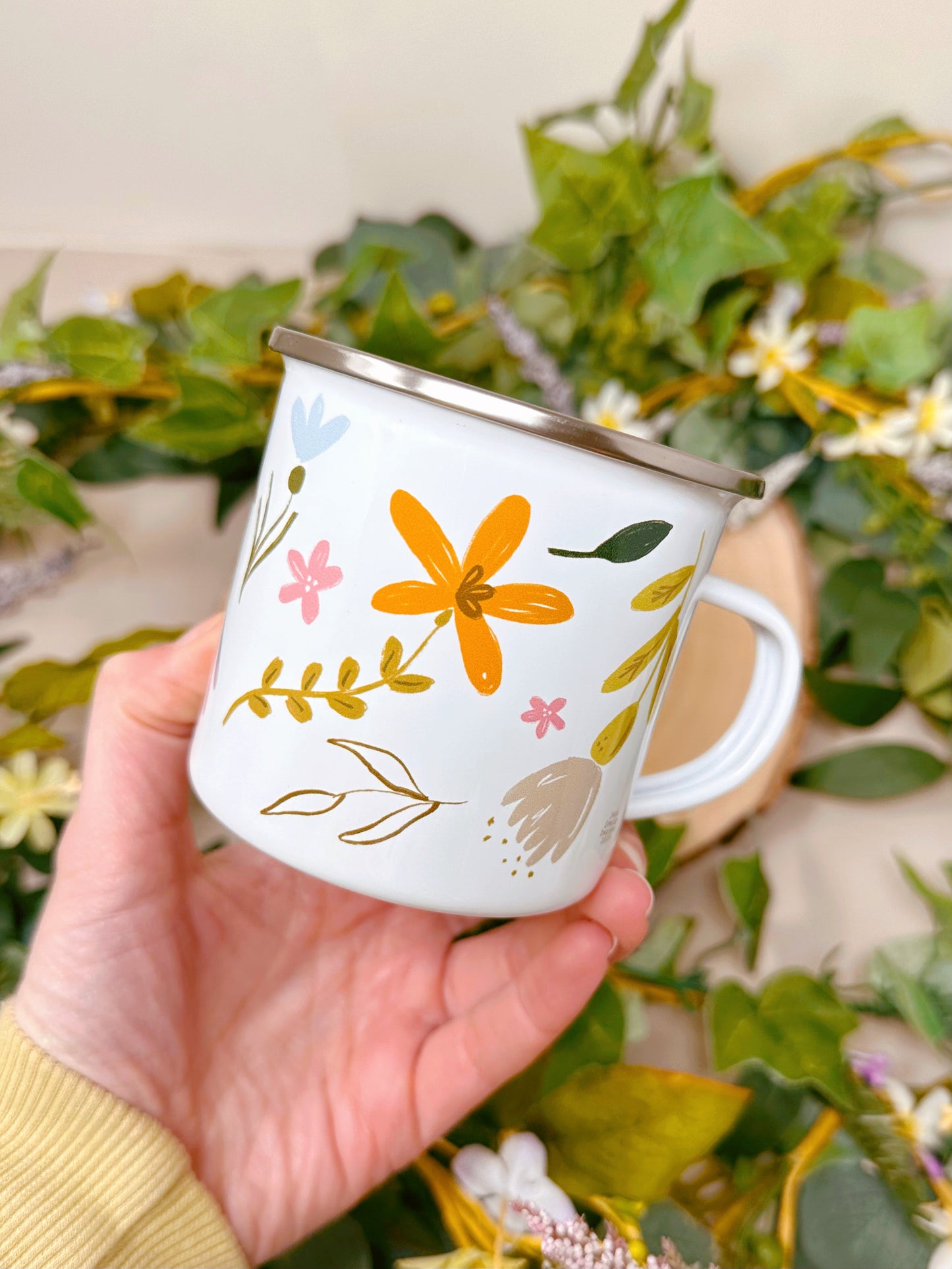 Fresh Flowers Enamel Mug