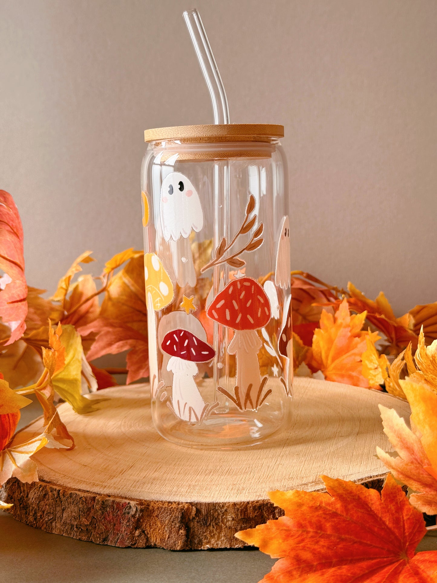 Mushroom Ghost Glass Tumbler