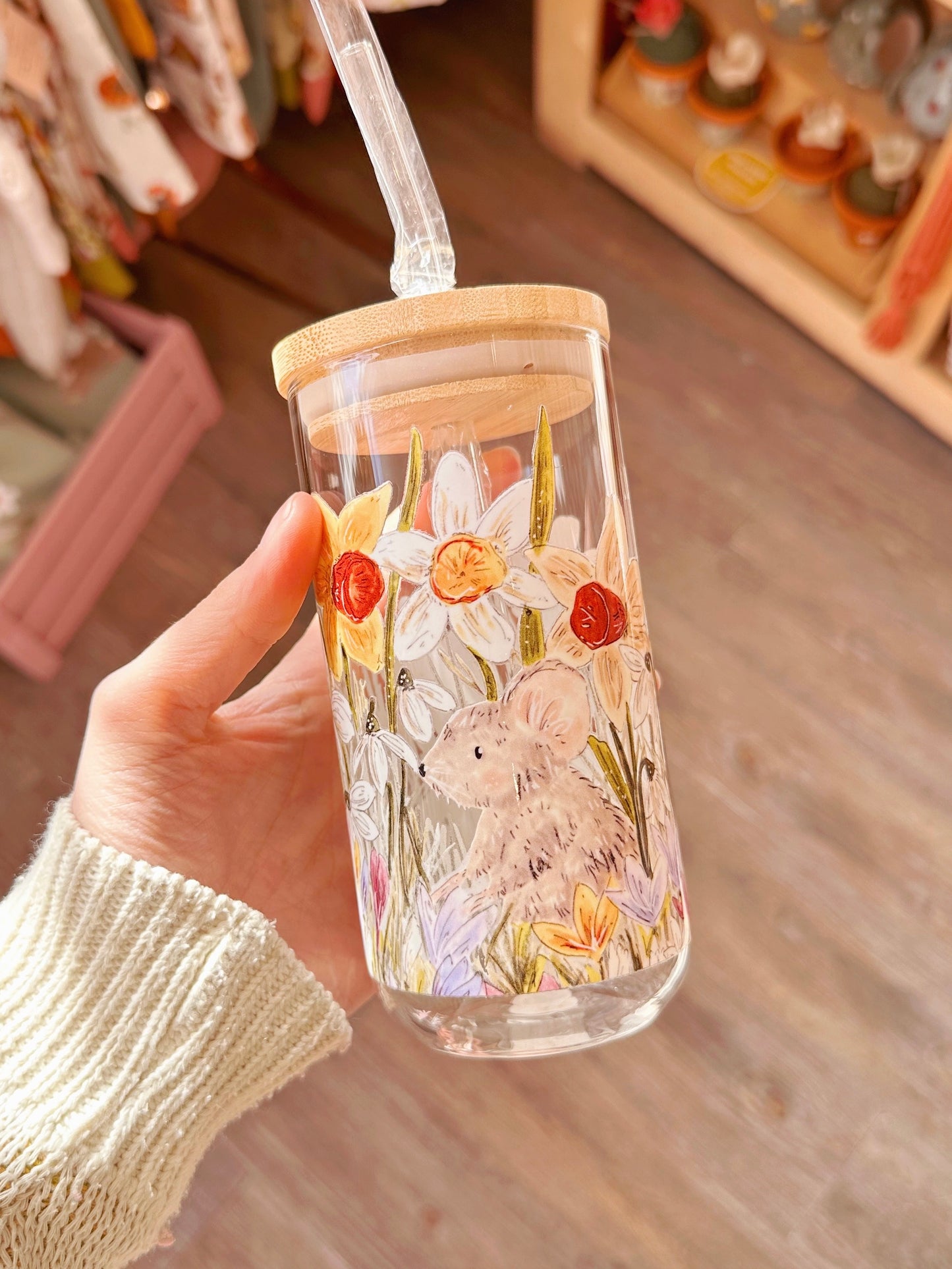 Garden Mouse Glass Tumbler