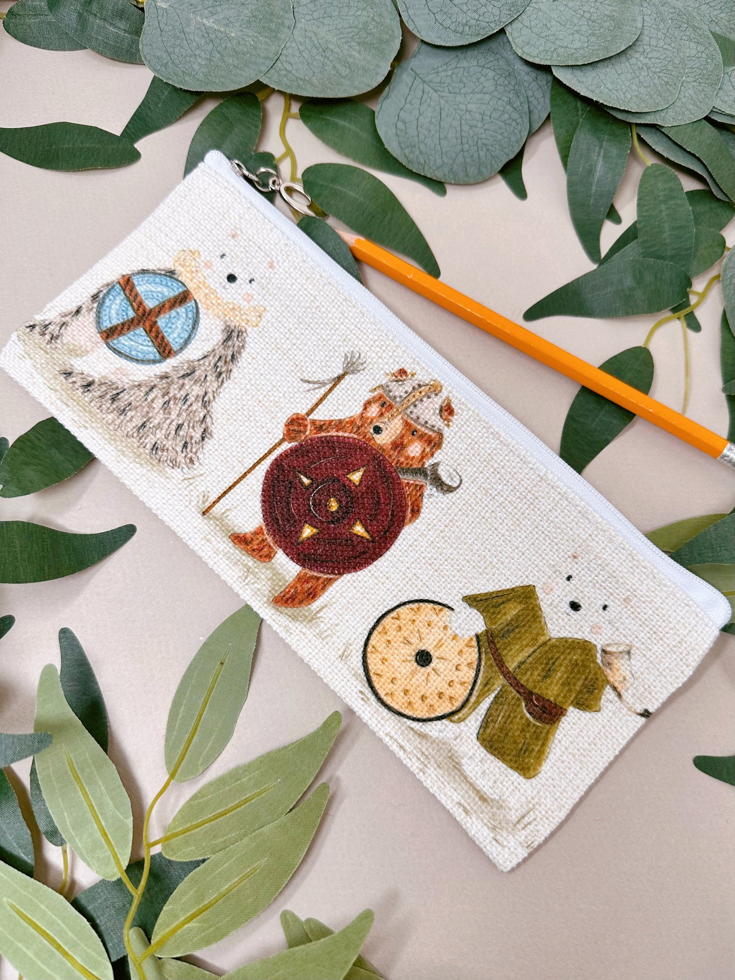 Viking bear zip pencil case
