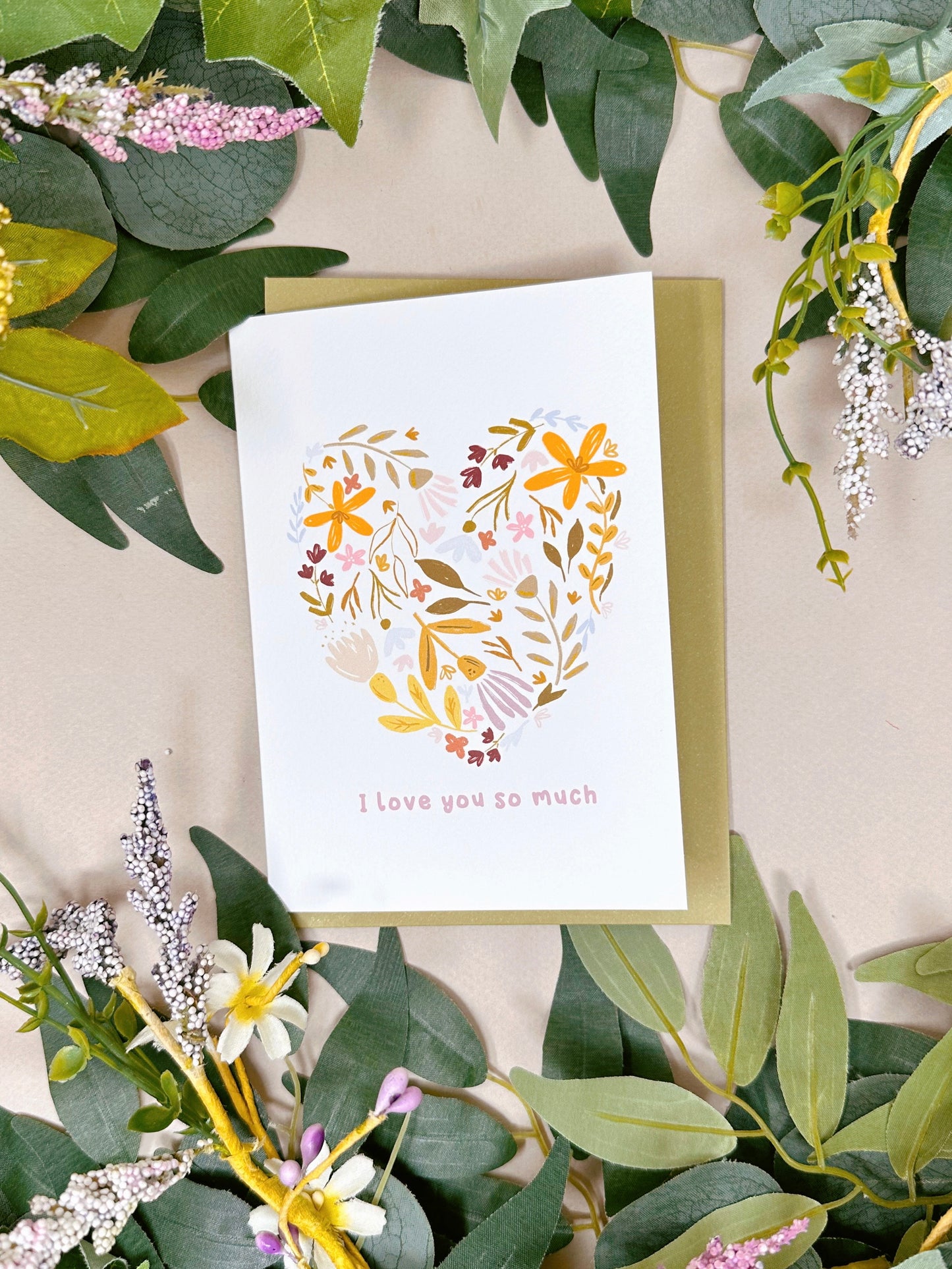 Floral Heart I Love You Card