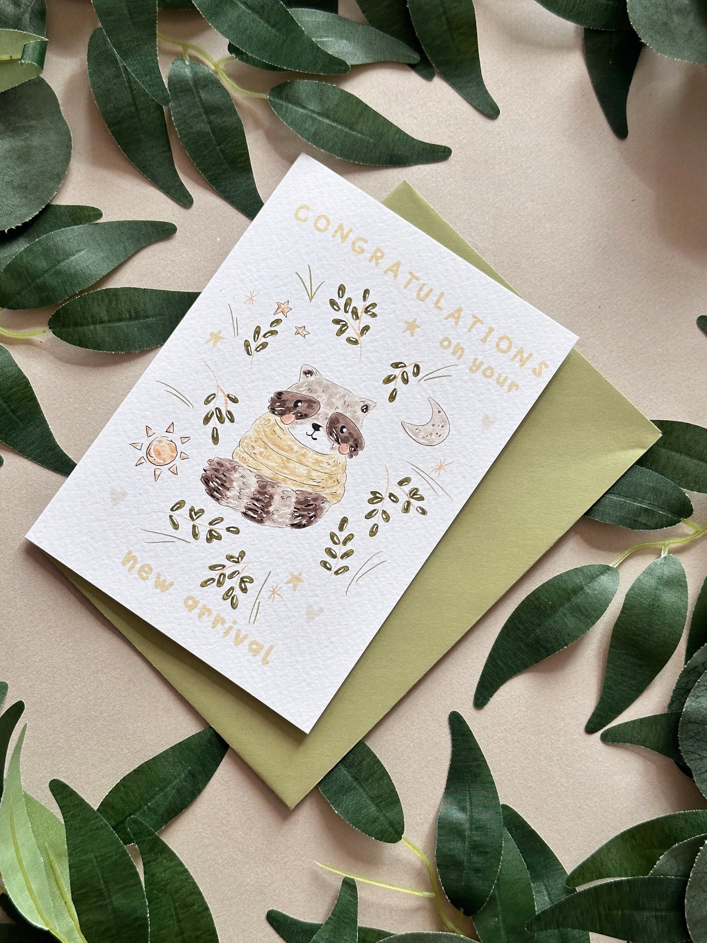 Raccoon New Baby Card