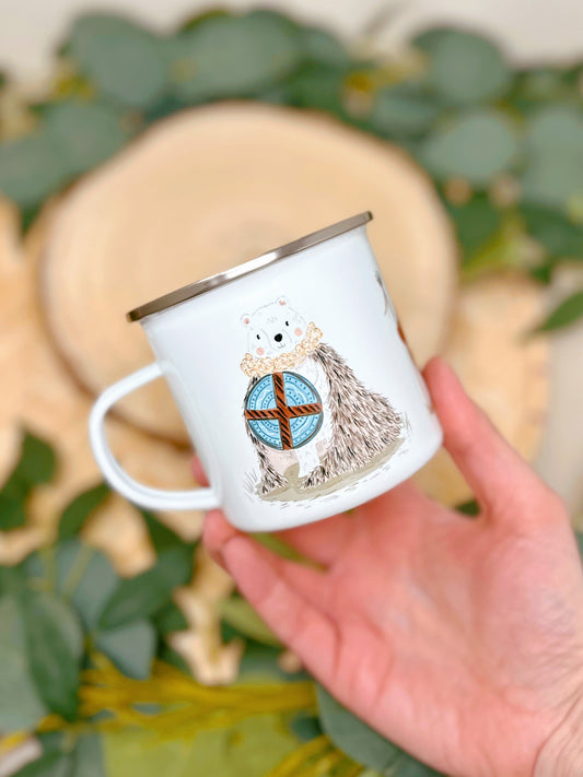 Viking bear enamel mug