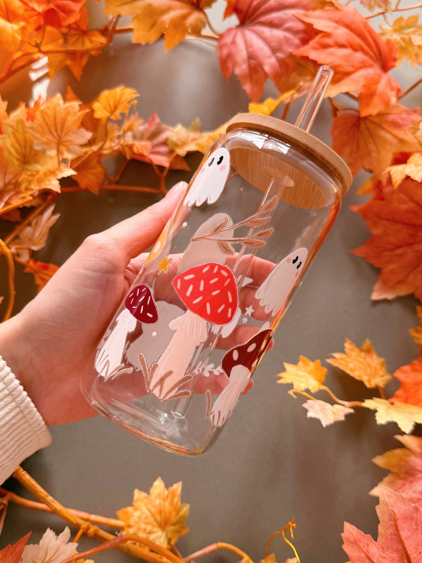 Mushroom Ghost Glass Tumbler
