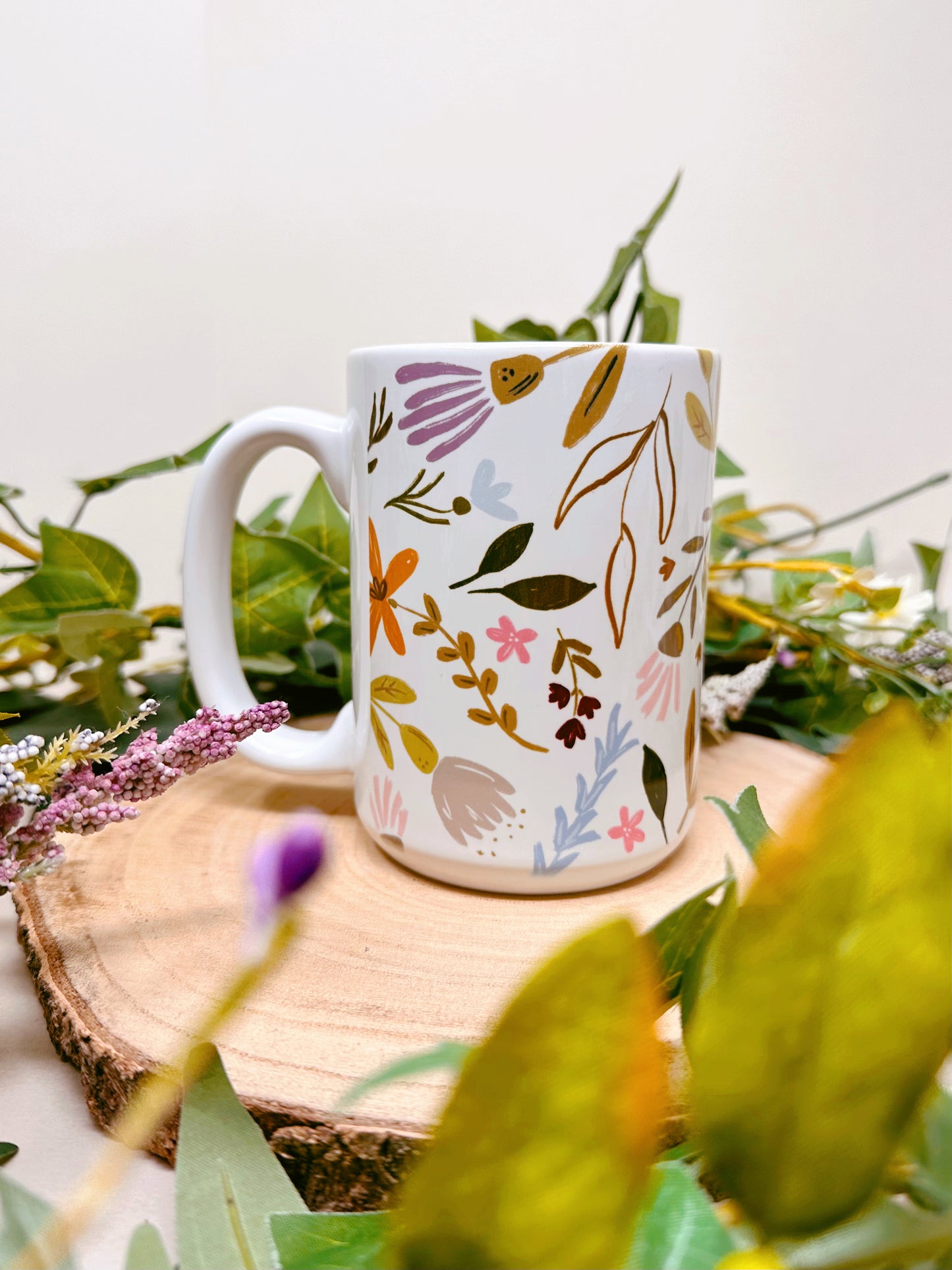 Fresh Flowers Tall Ceramic Mug